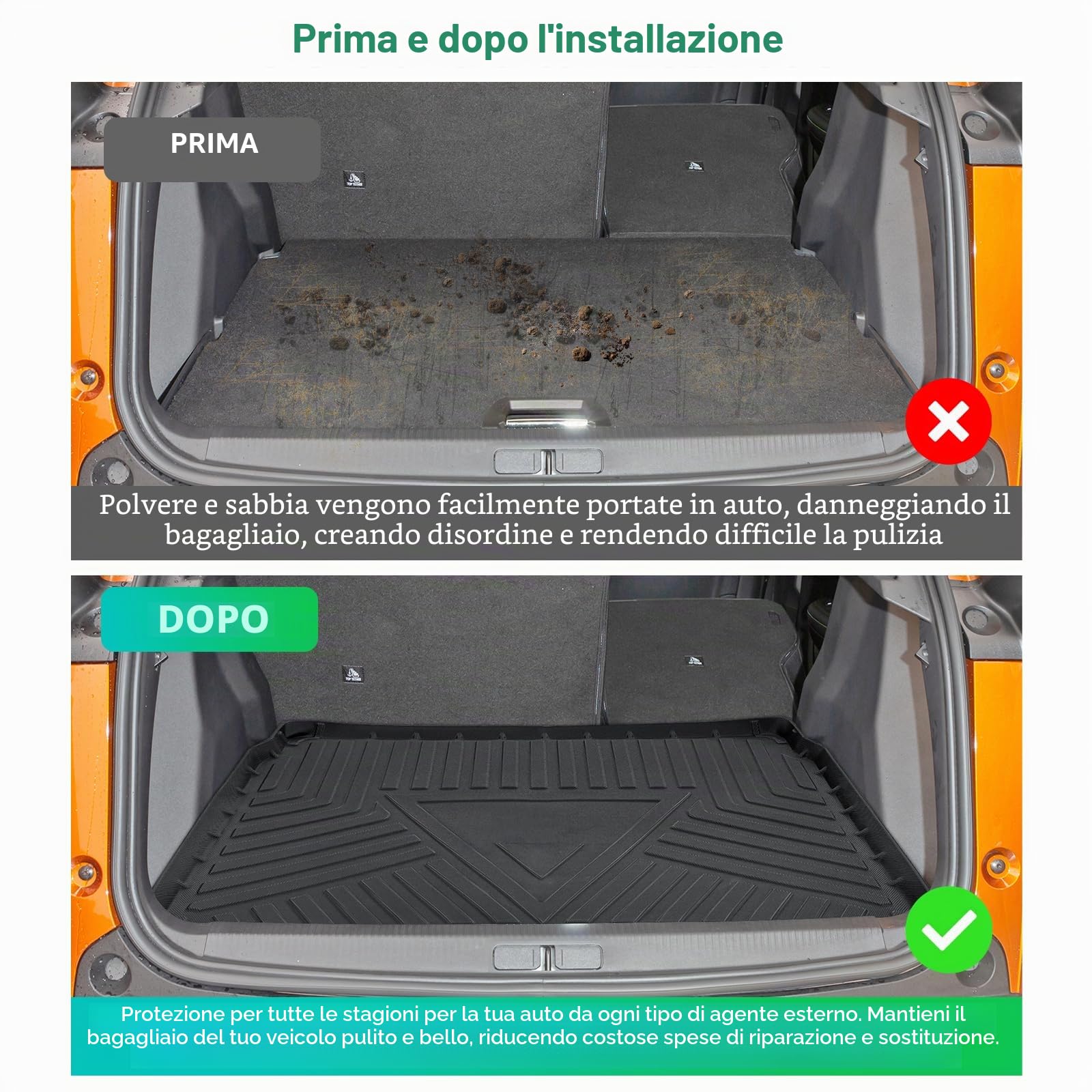 GAFAT Peugeot 2008 Restyling II 2020-2025 2026 Tappetino per Bagagliaio, Facile da Piegare, Peugeot 2008 P24 Tappetini TPE per Tutte le condizioni Atmosferiche, Bordo Alto [Piano di Carico Superiore]