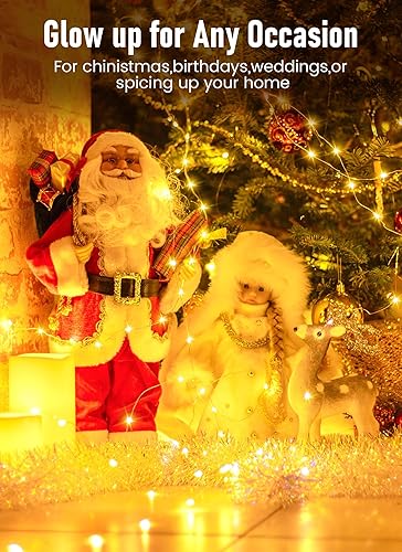 Miniatura 3 de Minetom Guirnalda de luces USB enchufables, 66 pies, 200 luces LED parpadeantes con control remoto y temporizador, impermeable, 8 modos, luces