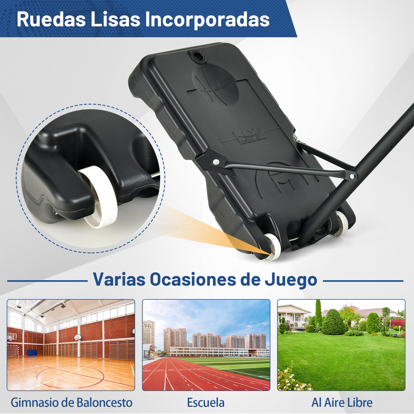 COSTWAY Canasta Baloncesto Exterior, Altura Ajustable 90-210 cm, Canasta Baloncesto Infantil, Rellenable de Arena y Agua, Movíl con Ruedas, Niños y Adultos