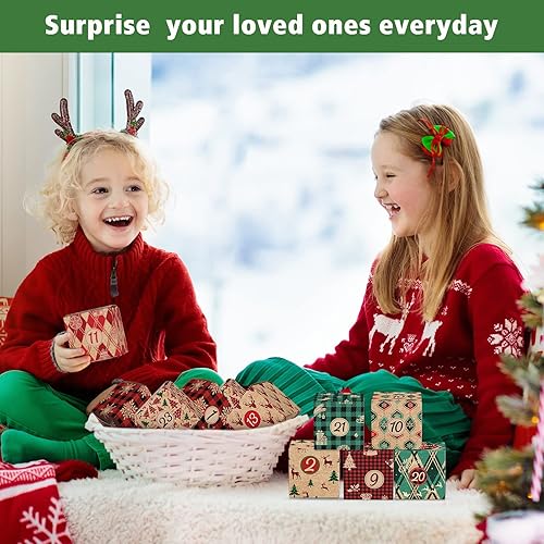 Miniatura 14 de Outus Cajas de calendario de Adviento de Navidad 2026, cajas de números de cartón de 25 días, calendario de cuenta regresiva de Navidad, caja