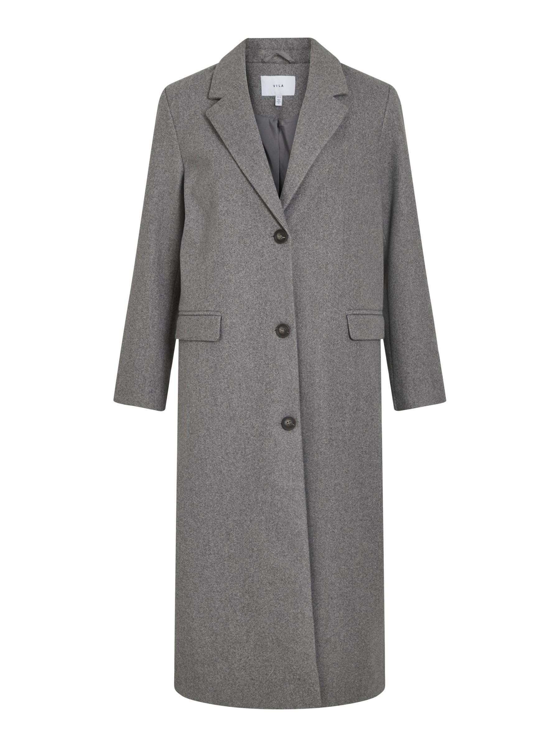 Vila VISOLO L/S Coat - Noos, Medium Grey Melange, XS/S