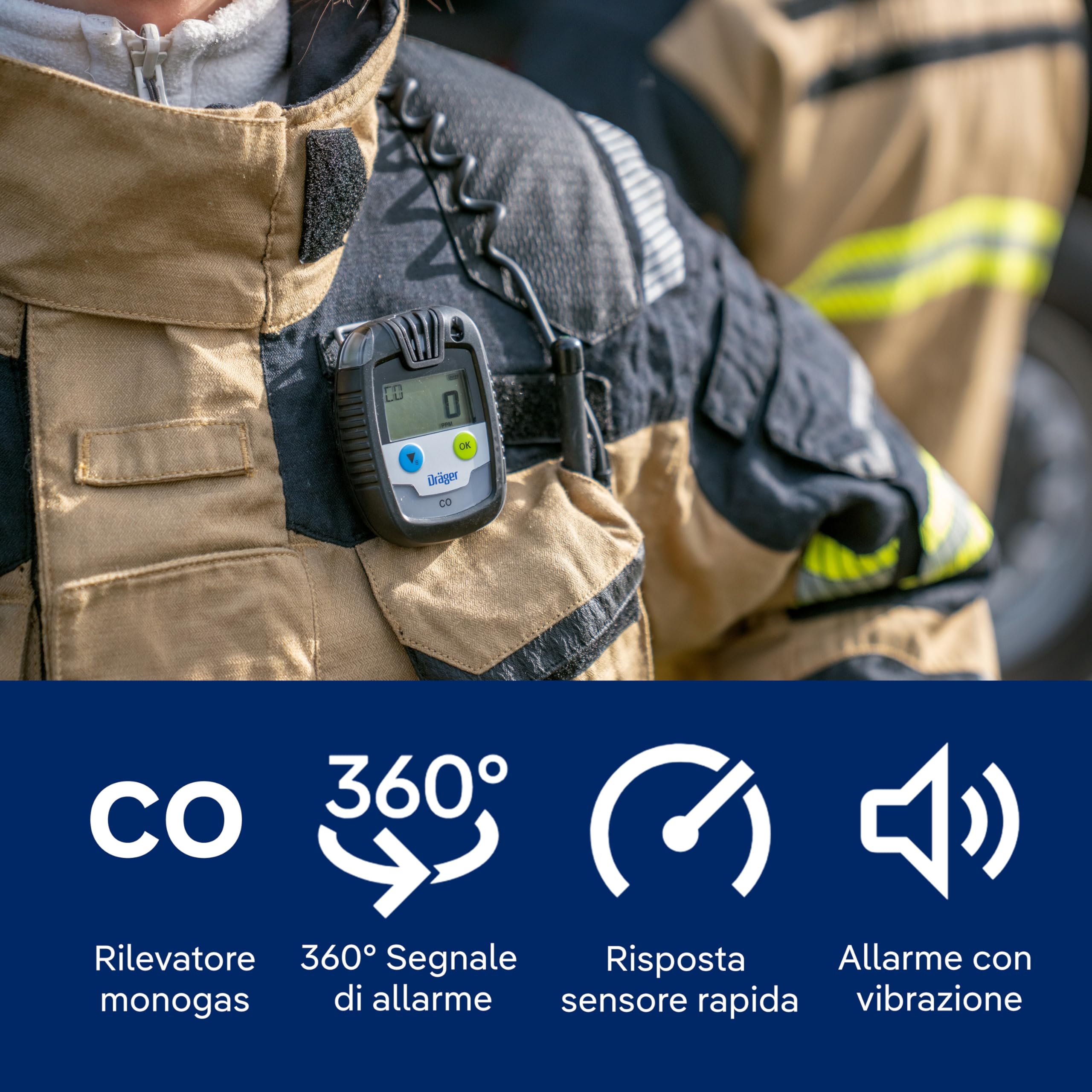 Dräger Pac® 6000 CO | Dispositivo professionale portatile per la rilevazione di monossido di carbonio| Rilevatore monogas con allarme, sensore e batteria di lunga durata