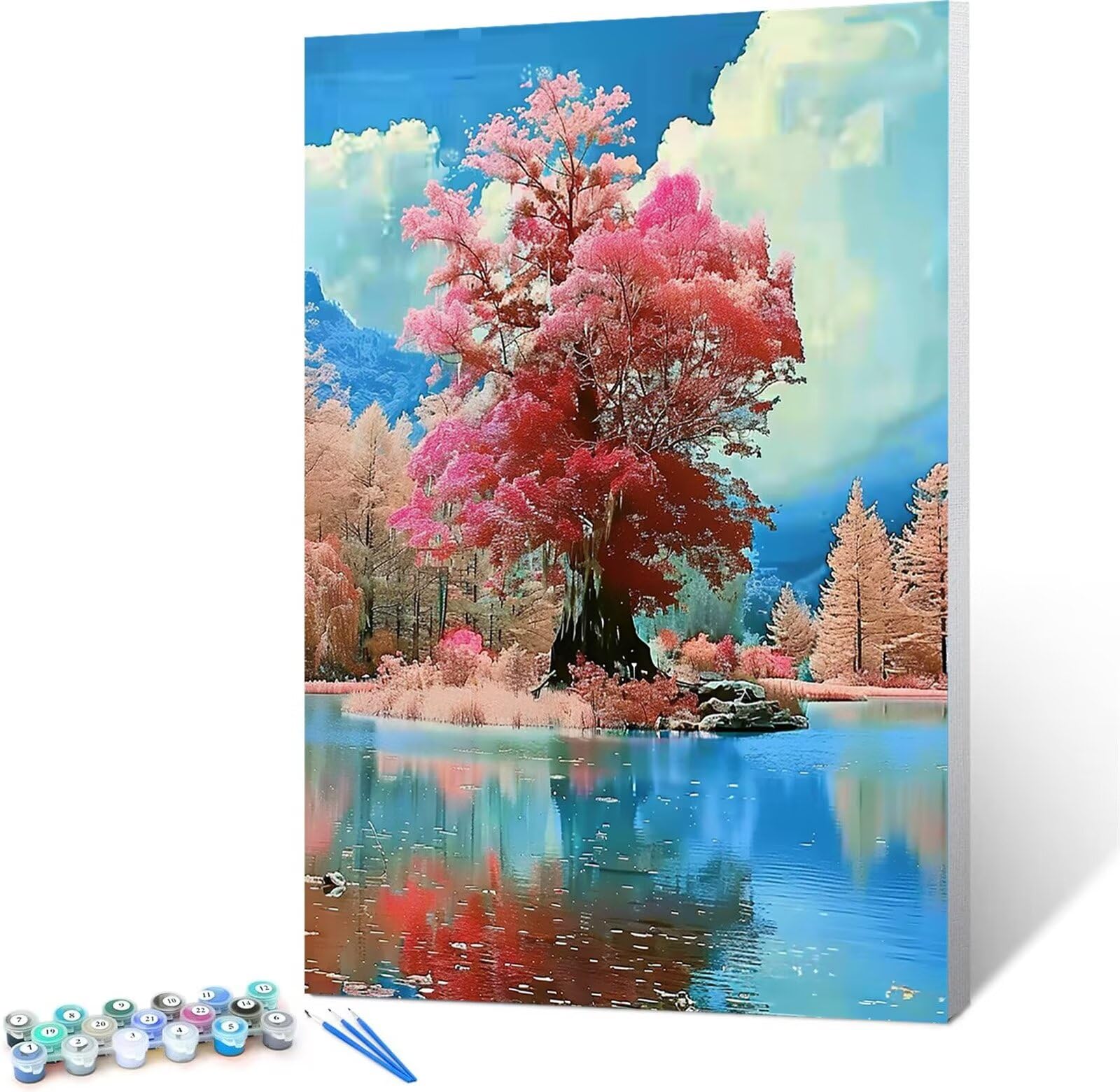 Malen Nach Zahlen Erwachsene Kinder Anfänger DIY Handgemalt Ölgemälde auf Leinwand Kit für Home Deko oder Geburtstag Weihnachten Geschenk Mit Farbe und Pinsel, Flüstern Herbst 60x80cm (mit Rahmen)