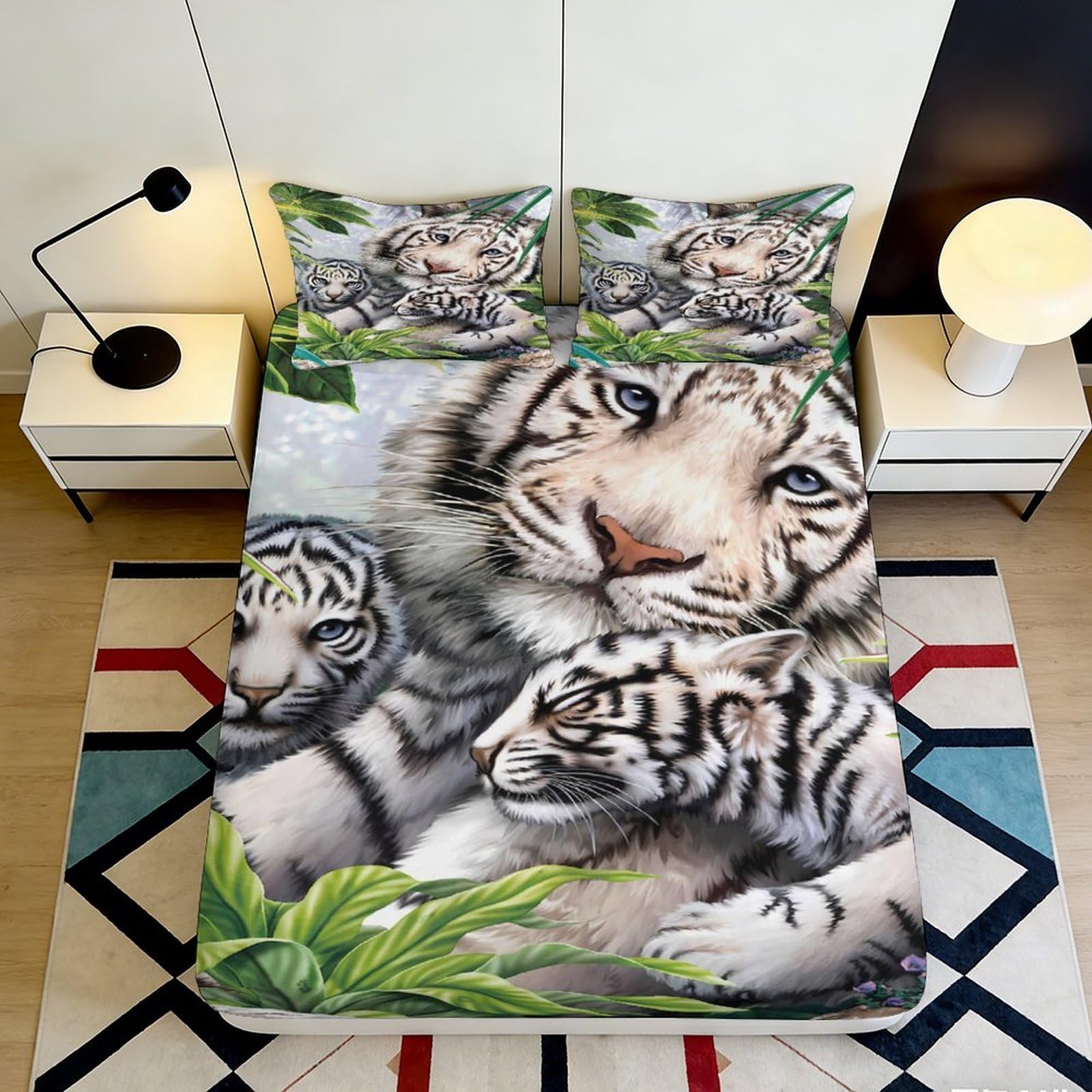 3D Printed Fox Fitted Sheet Microfiber Deep Pocket Non-Slip Bedroom Bedding Fox Mattress Fitted Cover Washable for Adults Youth 180x200x25cm
