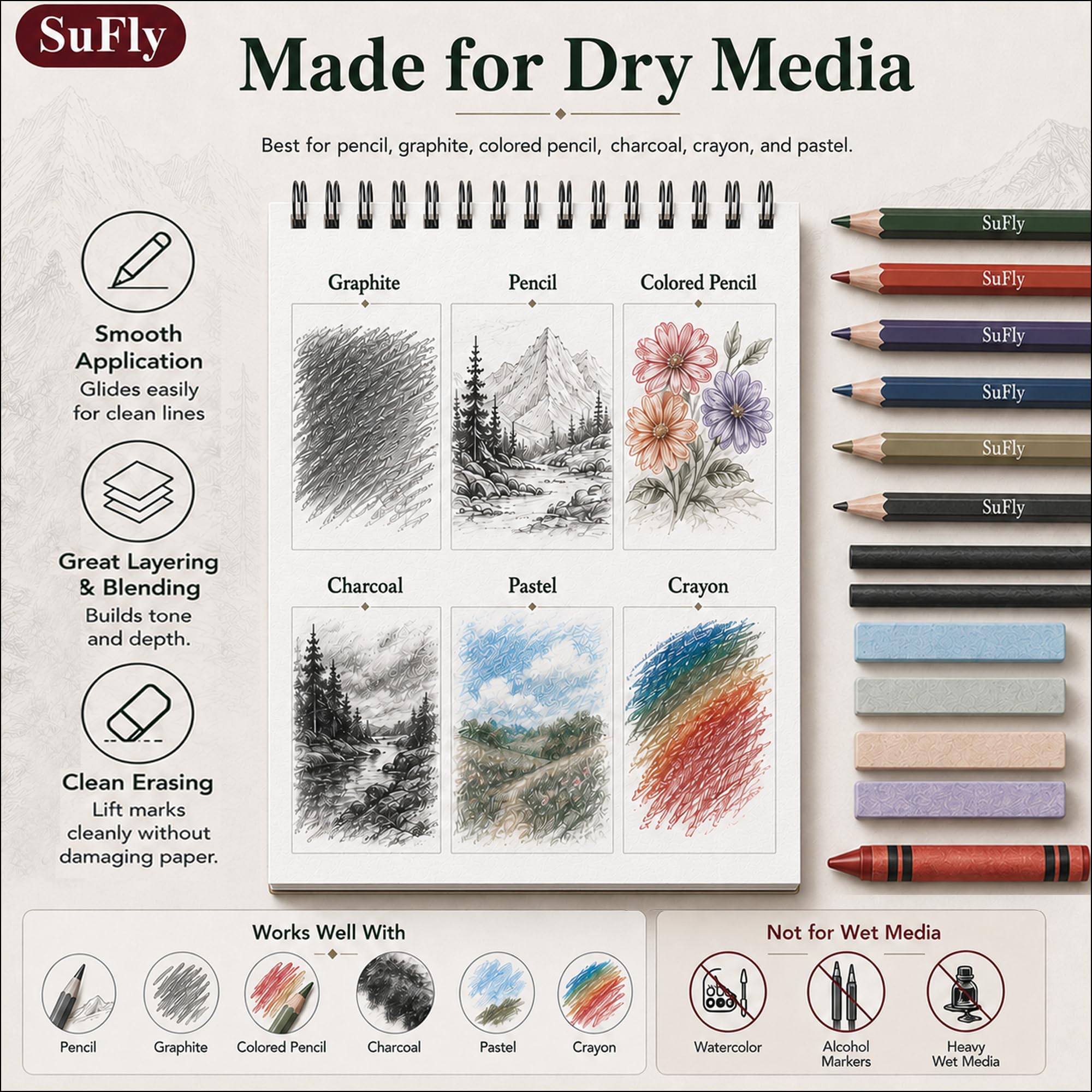 SuFly Sketchbook - 100 Sheets for Drawing & Sketching -5 SuFly Sketchbook - 100 Sheets for Drawing & Sketching -5