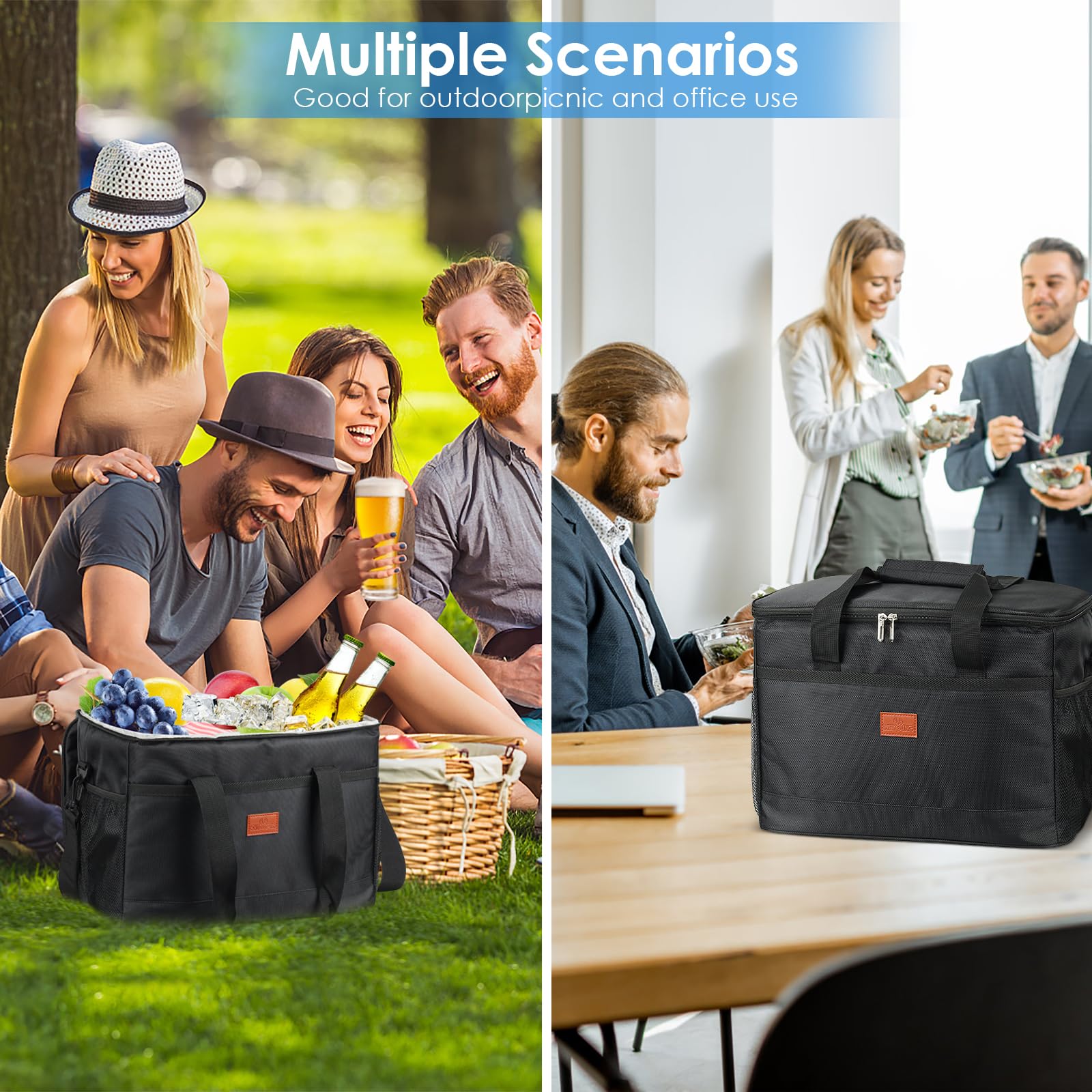 Grande borsa termica termica da 30 l, borsa termica da picnic, borsa termica per il pranzo, borsa termica impermeabile per campeggio, picnic, barbecue, viaggi e attività all'aperto in