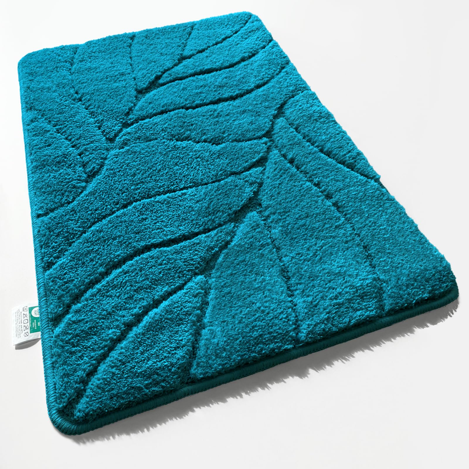 Floordirekt Bath Mat - Extra Fluffy & Quick-Drying - Bathroom Rug with Non-Slip Back - Bath Mat Shower Mat (Maris) (Turquoise, 80 x 150 cm)