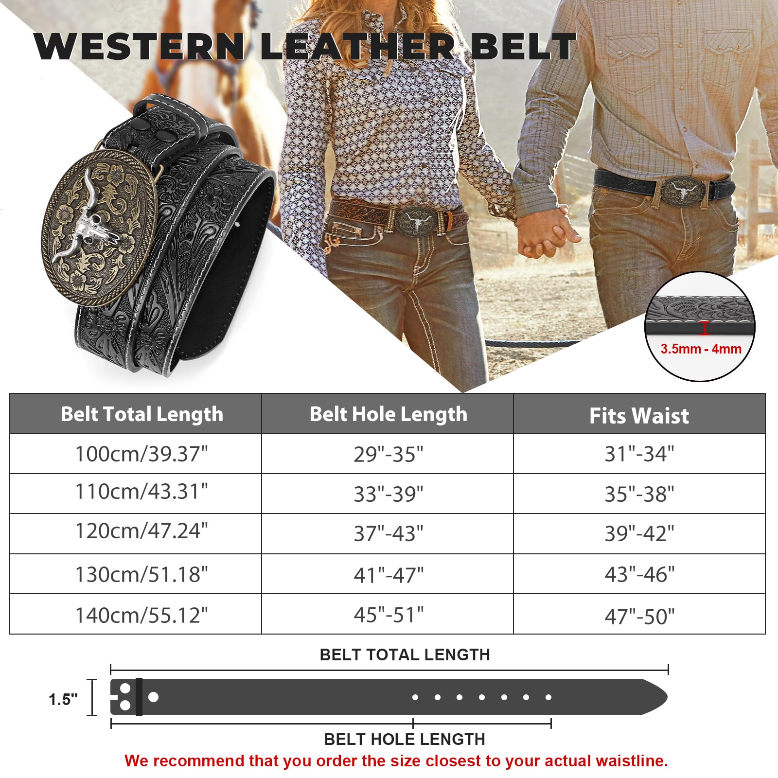 BELTROAD Cintura con fibbia in pelle occidentale per uomo donna cowboy cowgirl cintura in pelle per jeans cintura da uomo di Natale regali