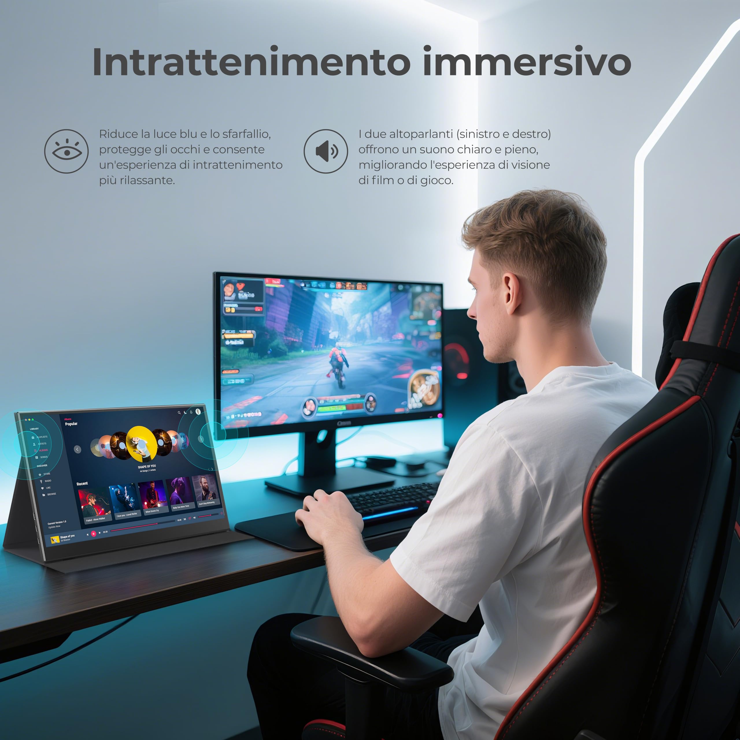 UFYQL Monitor Portatile 15,6" IPS Full HD 1080P – Schermo Ultra-Slim con Custodia, USB-C & mini HDMI, Plug & Play per Laptop, MacBook, PC, Smartphone e Console