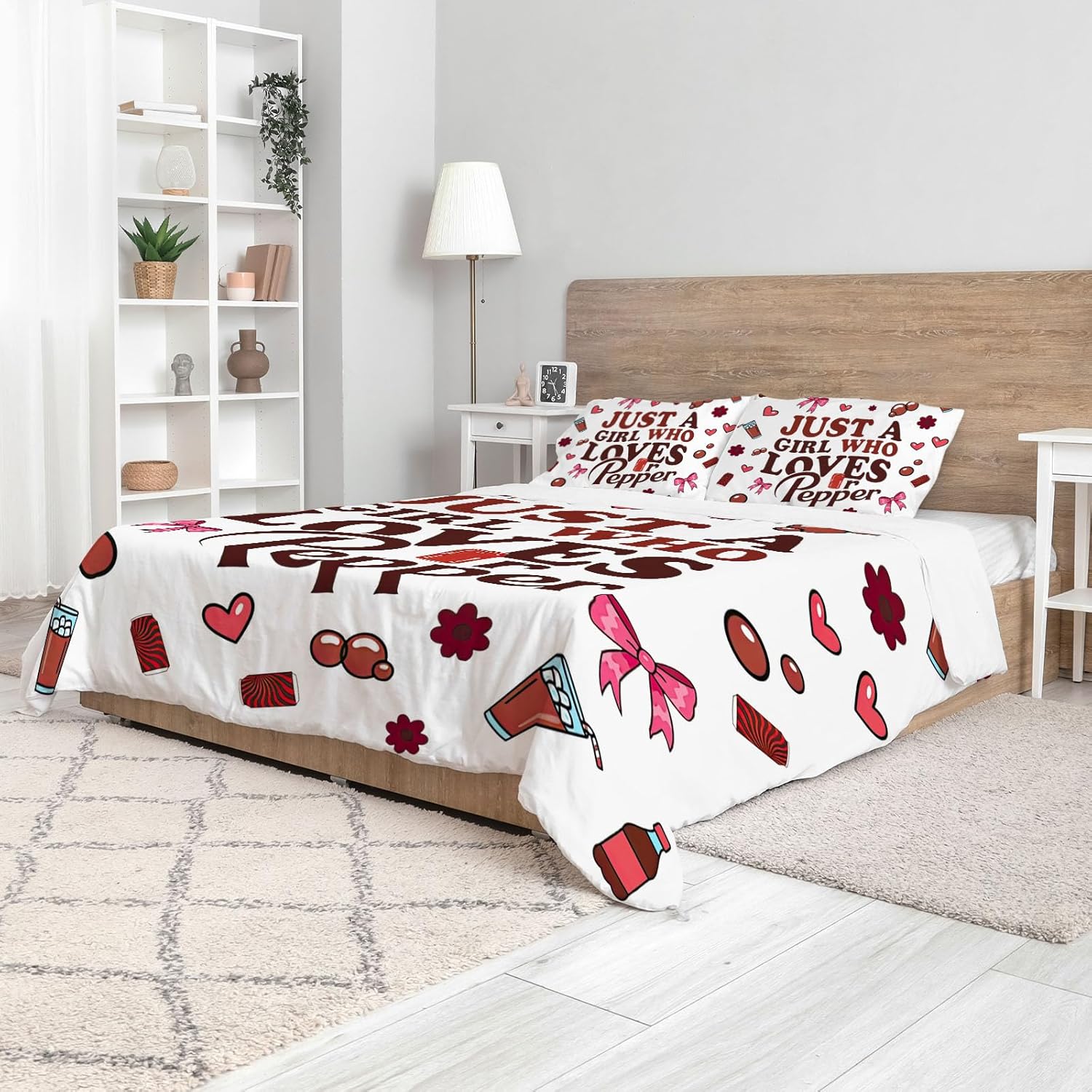 Allenjoy Dr.P Drinks Soda Girl Lovers Comforter Set with 2 Pillowcases for Men Teens Fans Brother Son Bedroom Nursery Bedding Room Decor, Machine Washable Durable Full Size