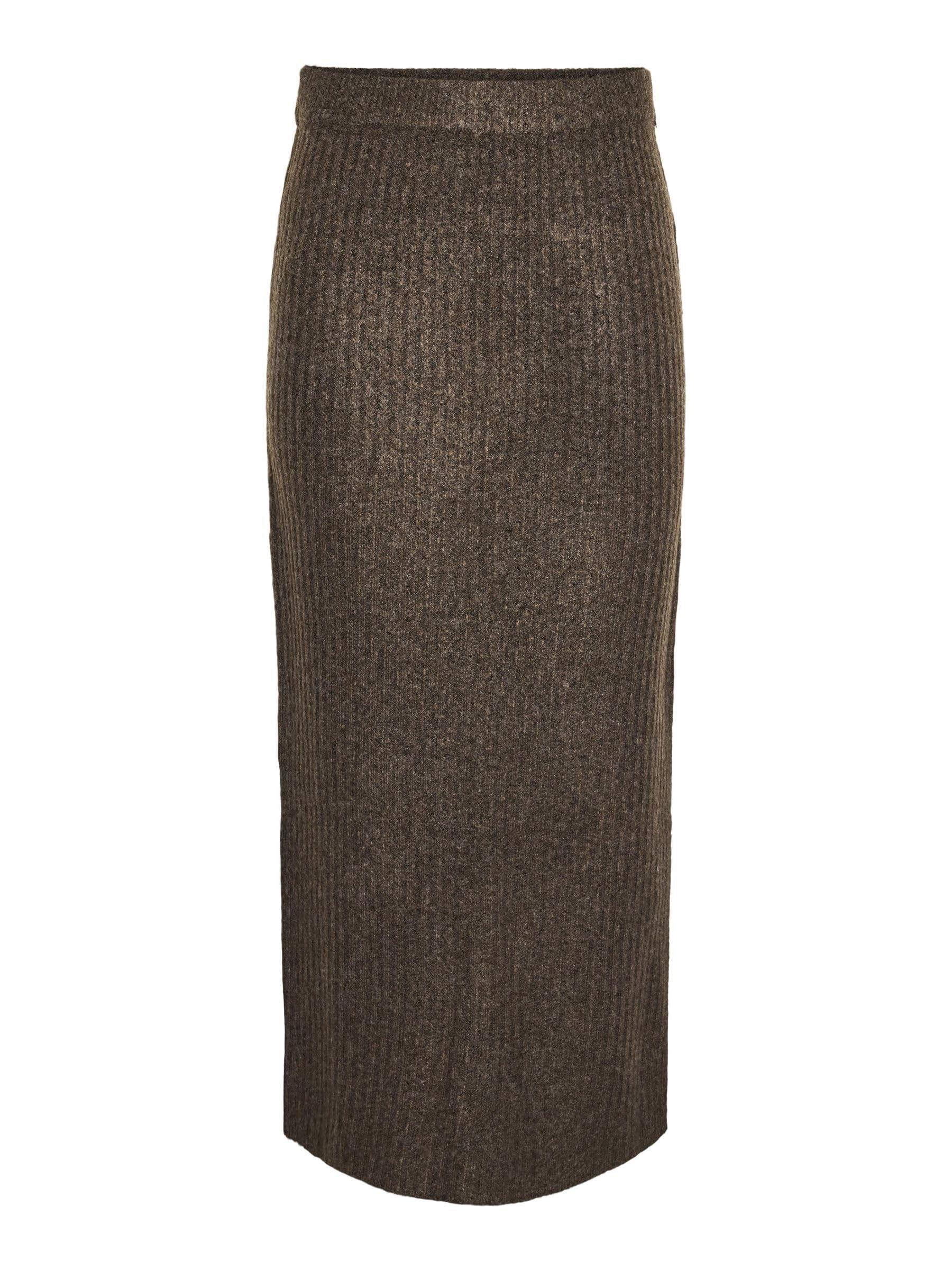 PIECES Pctulle Mw Long Knit Skirt Pwp BC, Morel., L