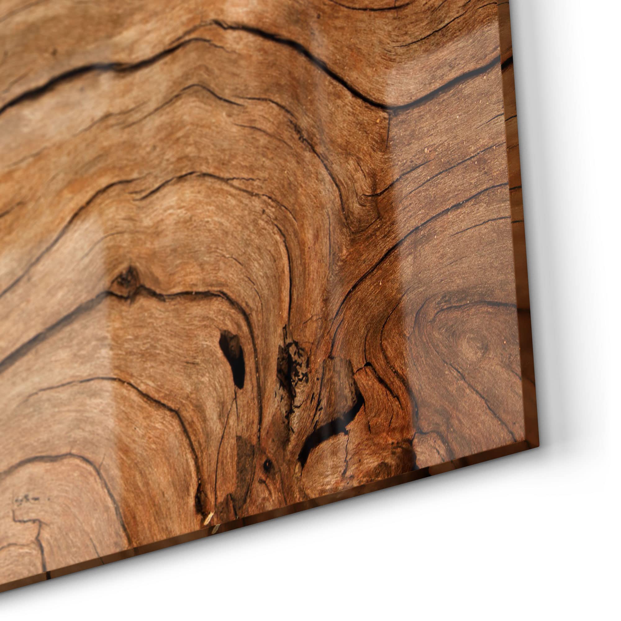 DEQORI Crédence de cuisine en verre | Motif grain de bois détaillé | 80 x 40 cm | Panneau arrière de salle de bain ou de cuisinière | Protection anti-éclaboussures pour cuisine et salle de bain |