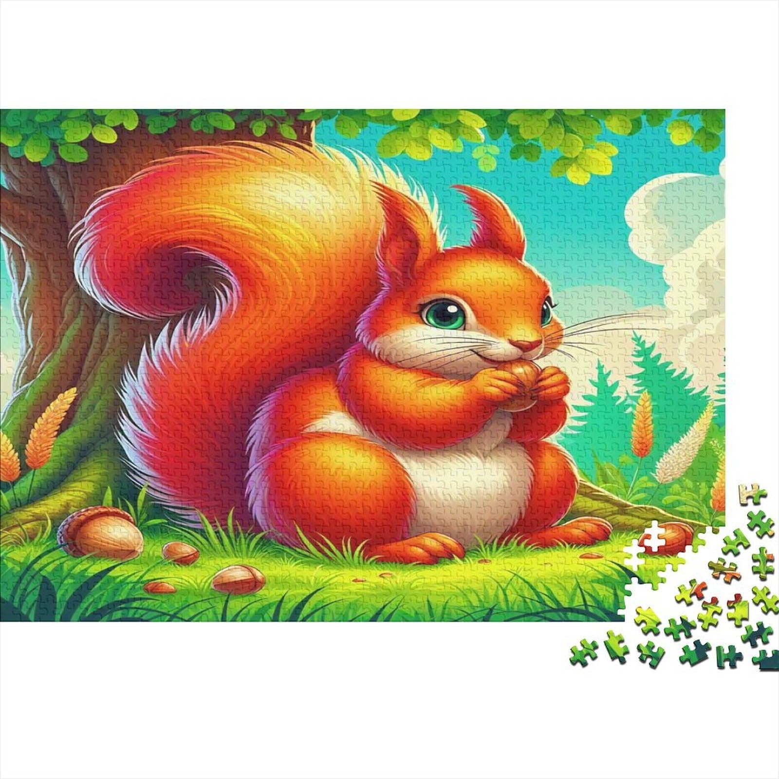 Cute Squirrel 1000 Piece Jigsaw Puzzle Paper for Adults Nature Scene Puzzle Game for Family Home Decor Stress Relief Gift 38x26cm/1000pcs