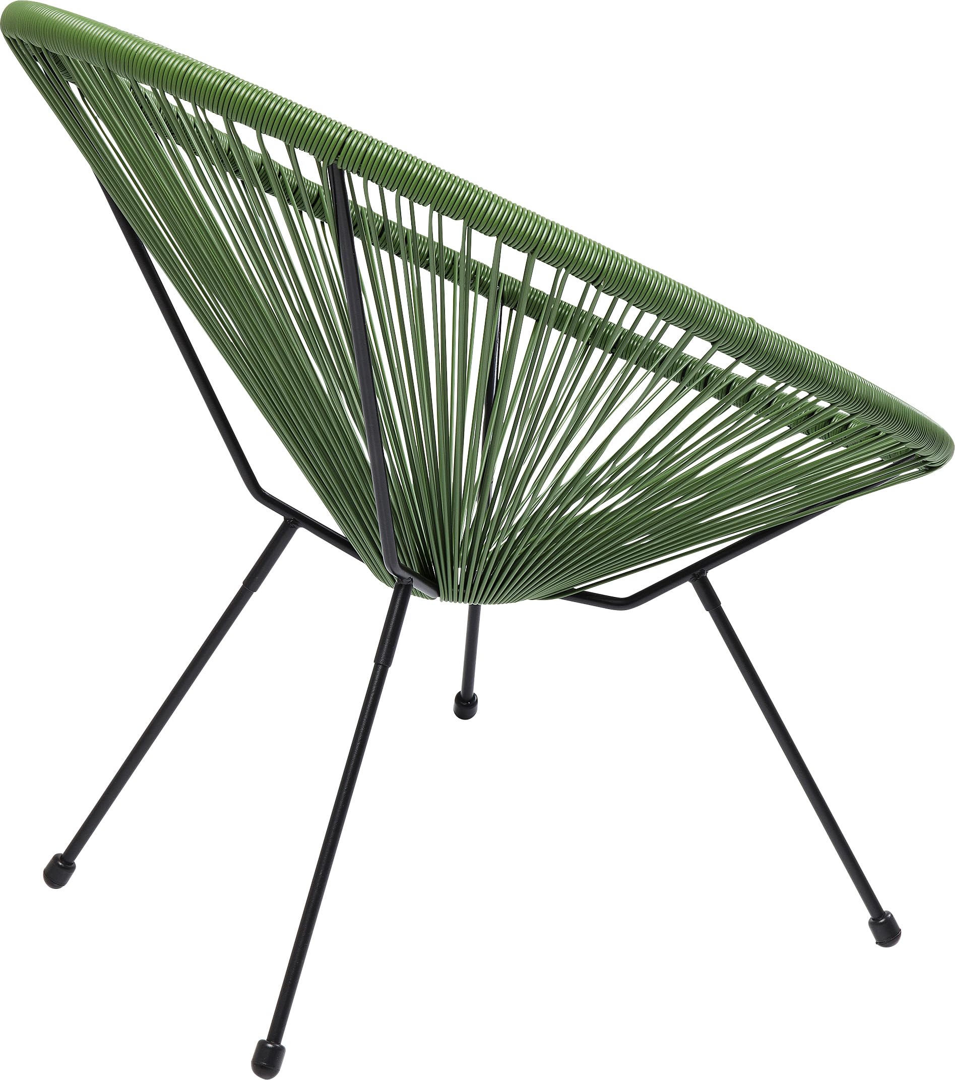 Kare Design Sessel Acapulco, Grün, Indoor und Outdoor Stuhl im Retro-Design, Gartenstuhl, Relaxsessel für Balkon, Garten, Terrasse, Schwarzes Stahlgestell, 85x73x78 cm (H/B/T)