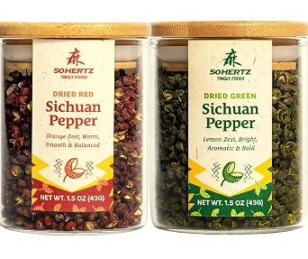 50Hertz Green Sichuan Peppers Set Szechuan Peppercorn, Seed-Free & Single-Origin 43g Floral Aroma, Citrus Zest, and Numbing Sensation No Additives Perfect for Salads, Seafood, Cocktails & More