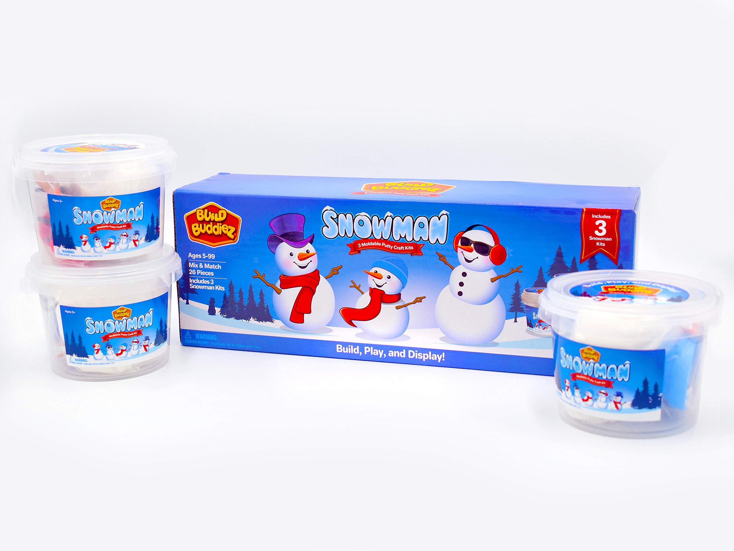Build Buddiez Snowman Craft Kit 3 Pack ââ‚¬â€œ Build, Play, and Display 3 Putty Snowmen All Christmas & Winter