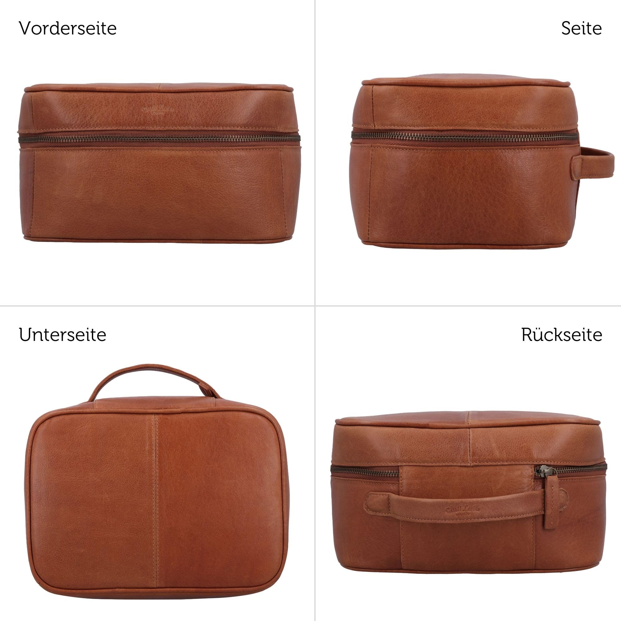 Gusti Leder Stricktasche Dafne - Häkeltasche Utensilien Aufbewahrung Tasche Damen Herren Braun Leder