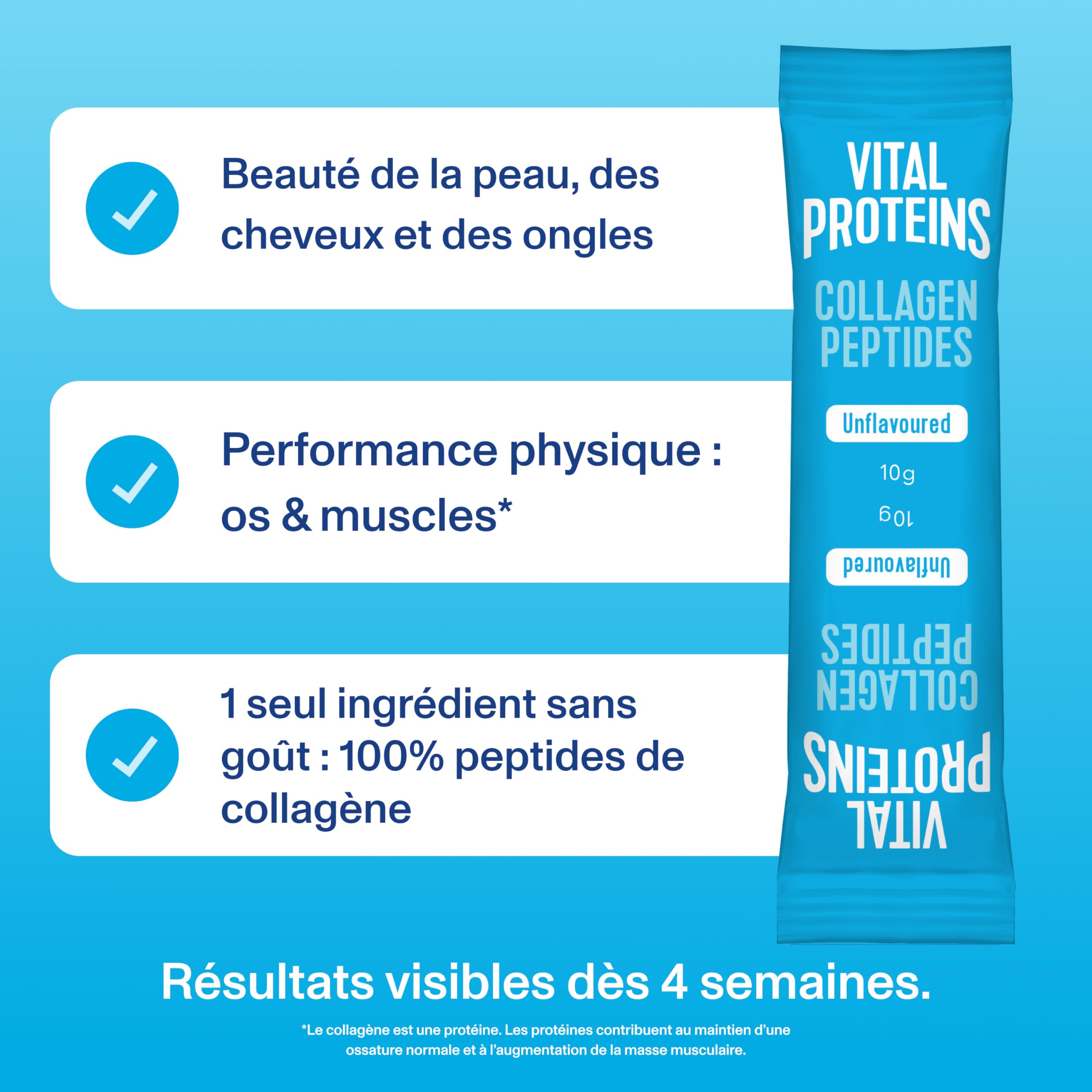 Vital Proteins Collagen Peptides - Pack Découverte - 587 g & Sticks | Collagen Peptides 587g, format voyage 100g, non aromatisé, collagène hydrolysé Type I & III