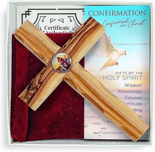 Miniatura 3 de Cruz de sacramento de la primera comunión, juego de regalo en caja con certificado de autenticidad, tarjeta de oración y bolsa de terciopelo, para