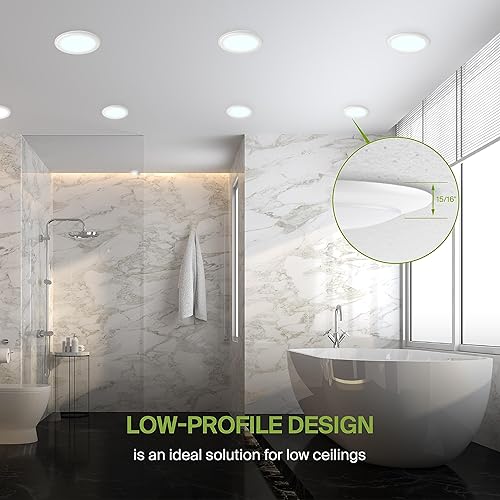 Miniatura 4 de ASD Luces LED de disco de 6 pulgadas, luz diurna de 5000 K, 15 W 1300 lúmenes, luz de techo regulable de perfil bajo, accesorio de iluminación de