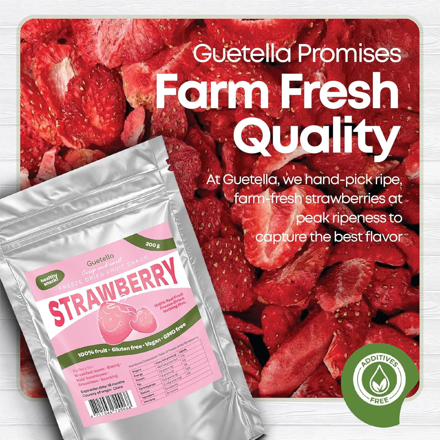 Freeze-dried strawberries, sliced strawberries, 100% dried fruit, natural, no additives, premium quality, strawberry chips, vegan, healthy snack, pure strawberries. thumbnail