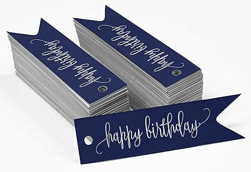 Miniatura 203 de Etiquetas de papel para colgar con texto en inglés «Happy Birthday», 100 unidades Azul,Aqua Blue,Negro -,azul, cerceta (Dark Teal Blue),Rosa
