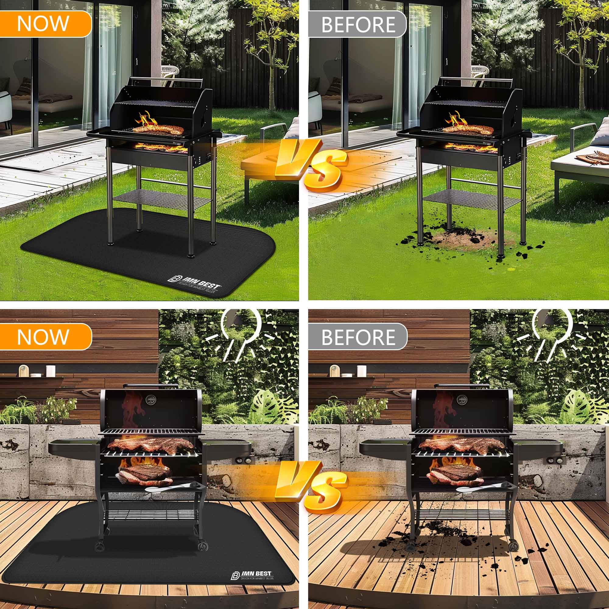 Tapis De Protection Sol Barbecue - Résistant 1800°C - 100x180 Cm - Silicone & Fibre De Verre - Pour Terrasse, Jardin, Camping