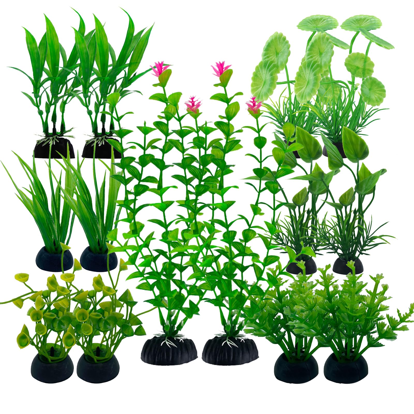 MisFun 14 Piezas Plantas Acuario, Decoracion Acuario, Plastic Plants for Aquariums, Plantas Artificiales Acuario, Realista, Seguro para los Peces, para Decoración de Acuarios y Peceras(A)