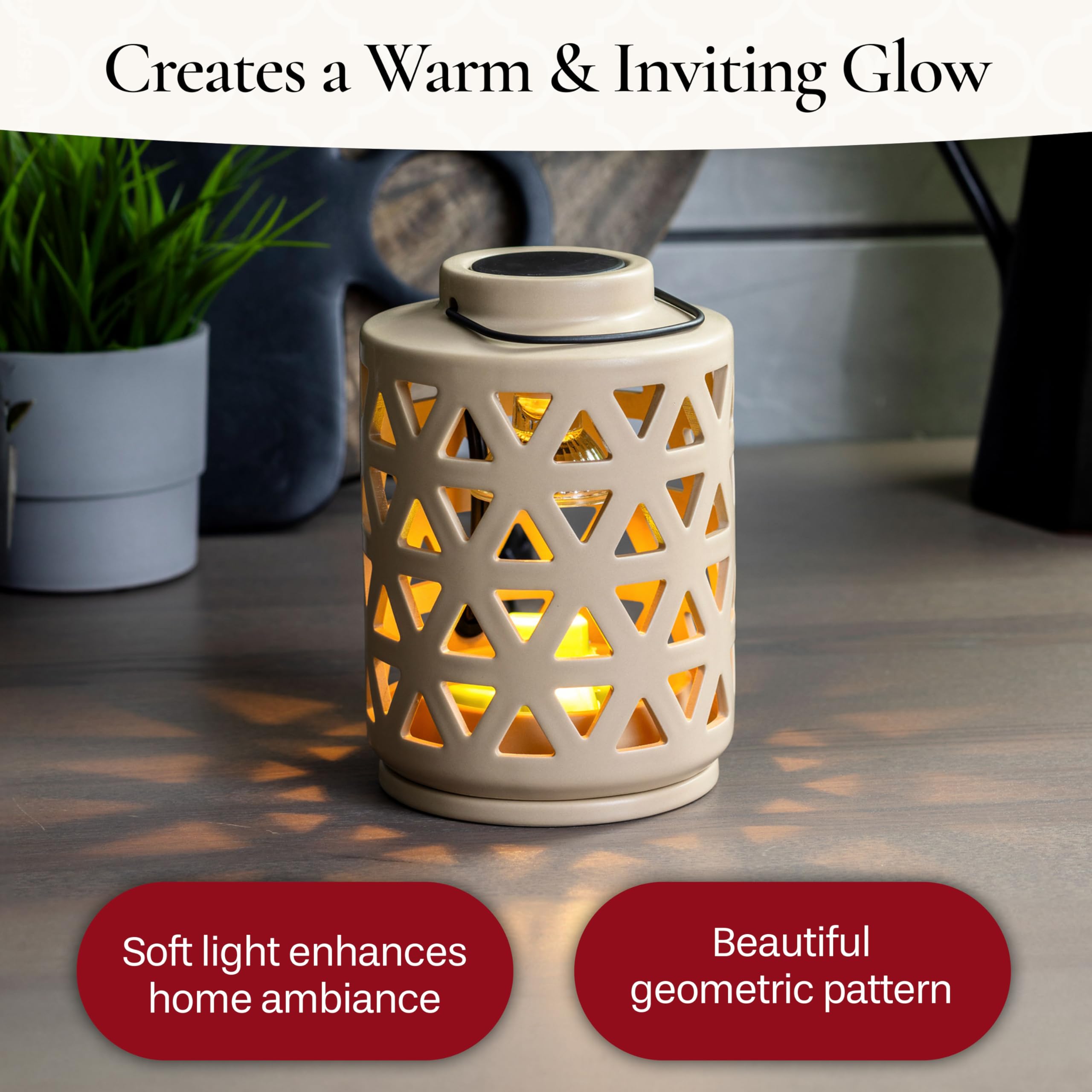 Candle Warmers Etc Geo Lantern Canopy Fragrance Warmer – Halogen Top-Down Wax Melter