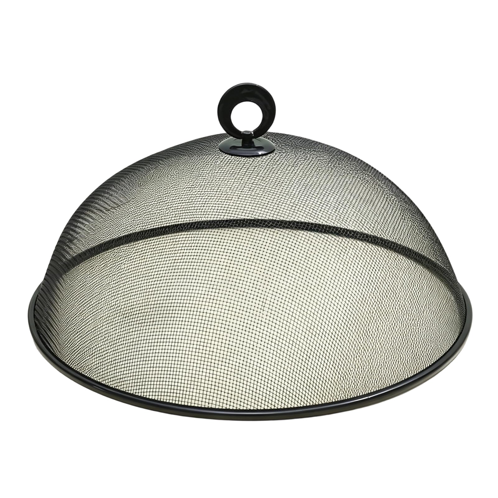 Round Metal Food Cover, Fine Mesh Food Protector Heavy Duty Cake Dome with Handle, Dustproof Net Tent for for Outdoor BBQ Picnic Black Small