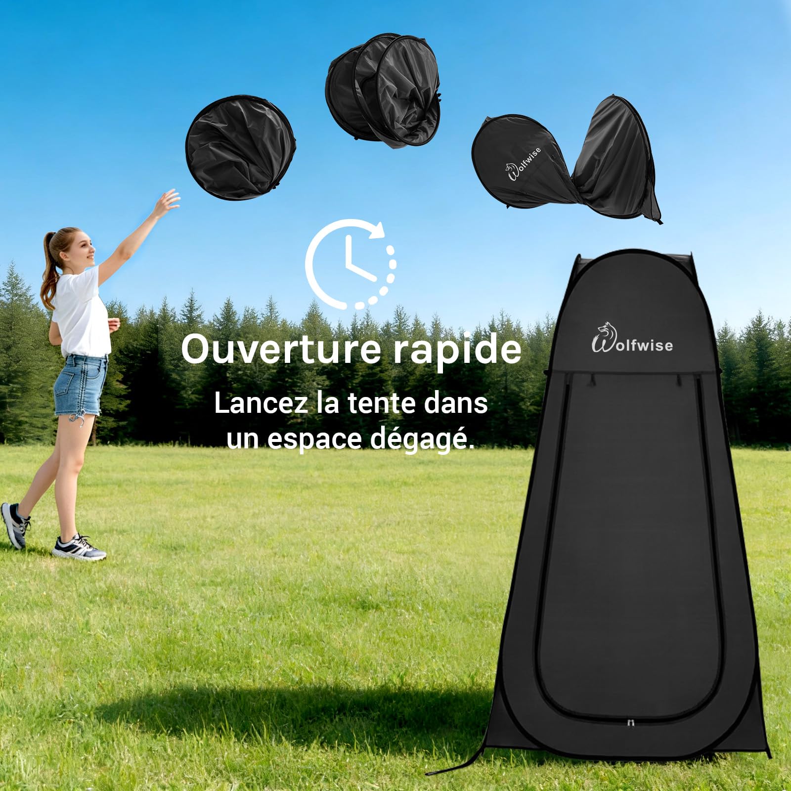 WolfWise Tente de Douche Pop Up Toilette Cabinet de Changement Camping Abri de Plein Air Vestiaire Extérieure Intérieure Portable