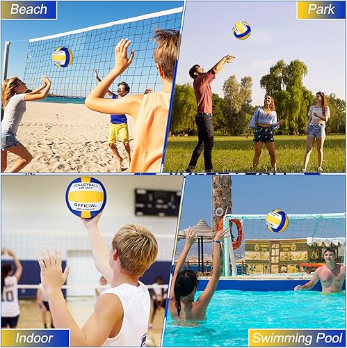 Miniatura 10 de Lenwen Paquete de 2 pelotas de voleibol de tamaño oficial 5 para interiores y exteriores, impermeable, suave, voleibol, playa, arena, voleibol con