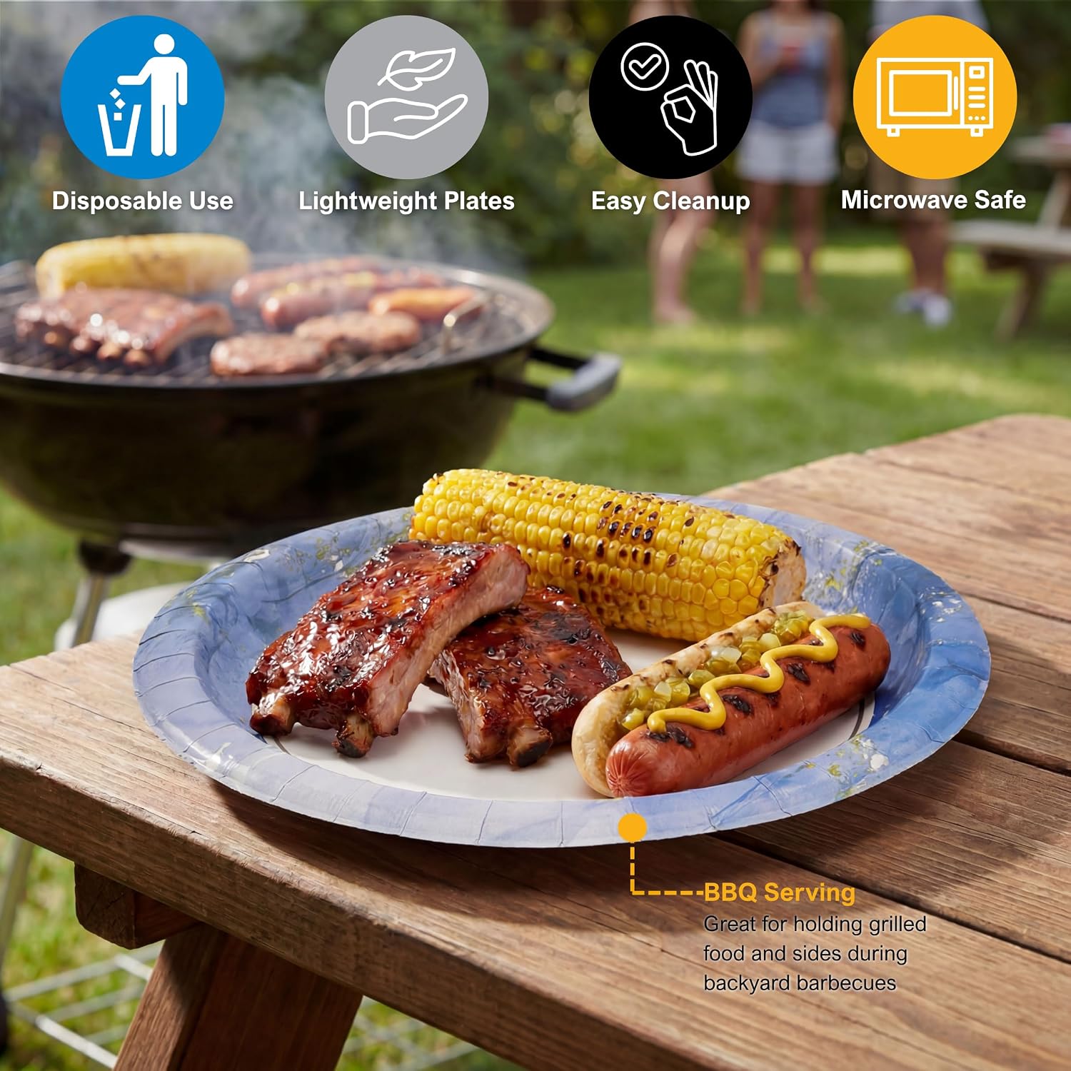 PAMI Paper Plates 9 in,Sapphire Mist Collection,Oil & Water Resistant,50ct image 5