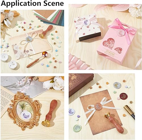 Miniatura 6 de CRASPIRE Sello de cera de murciélago de 0.984 in para Halloween, fases lunares de encaje, sellos de cera de sellado de borde de encaje, mango de