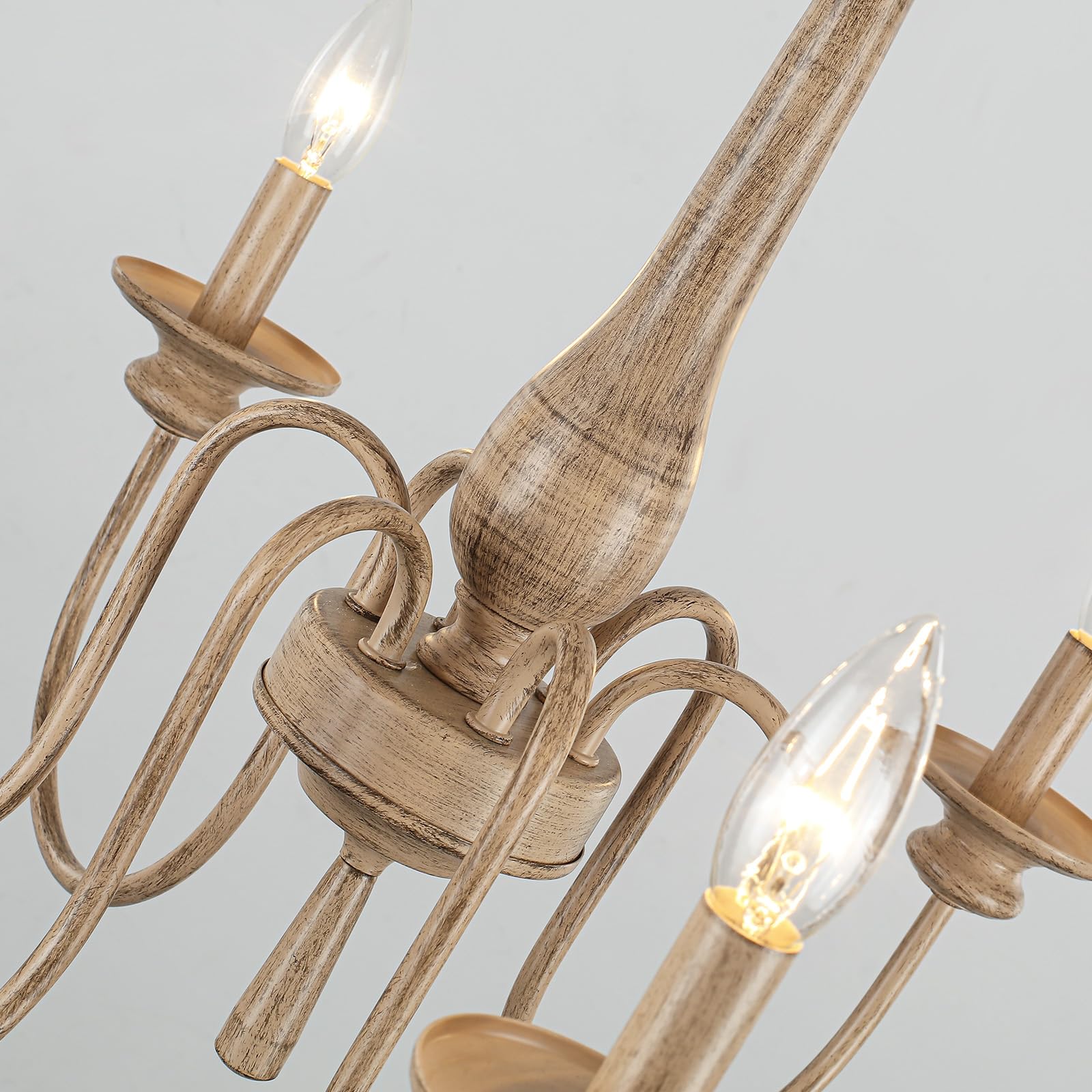 Best French Country Chandelier Picks for 2026 1 TYNEWRGY 24' 6-Light French Country Chandelier, Smoked Faux Wood Grain Metal Fin — product photo