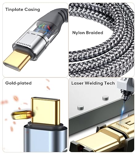 Miniatura 6 de Cable USB C a USB C 2 unidades, 6.6 pies PD 60W iPhone 15 cargador 2 en 1 USB tipo AC a tipo C cable trenzado de nailon para iPhone 15 Plus 15 Pro
