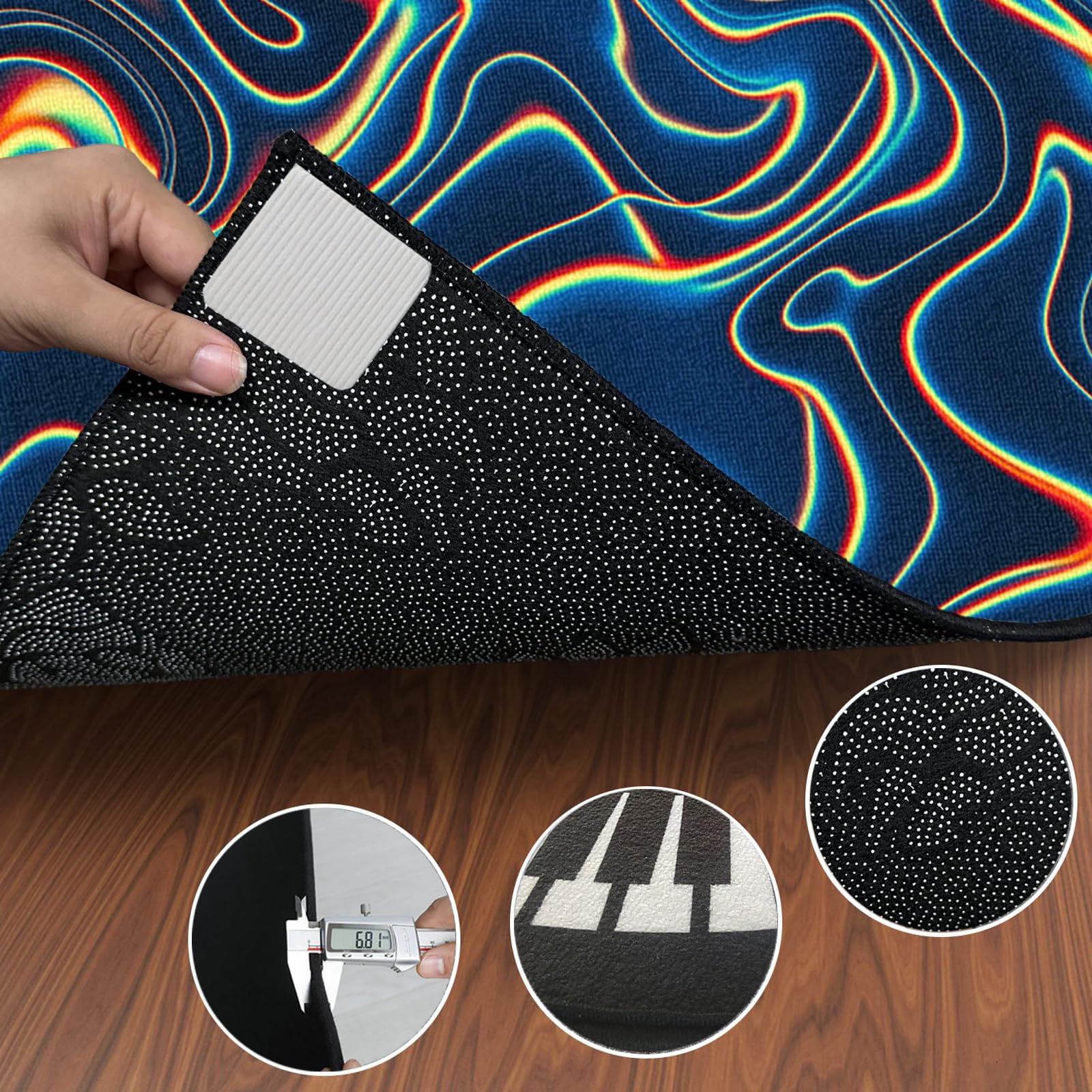 Drum Teppich Schallschutz Schlagzeugteppich Music Carpet Innen und Außen Trommelteppich mit Rutschfester Unterseite für Akustik Elektrisches Schlagzeug Teppich für Studio Wohnung 210 x 180 cm