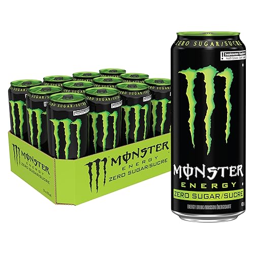 MONSTER ENERGY, Zero Sugar, 473 mL Cans (12 Pack) ā Zero Sugar Energy Drink - Zero Sugar - 473ml (Pack of 12)