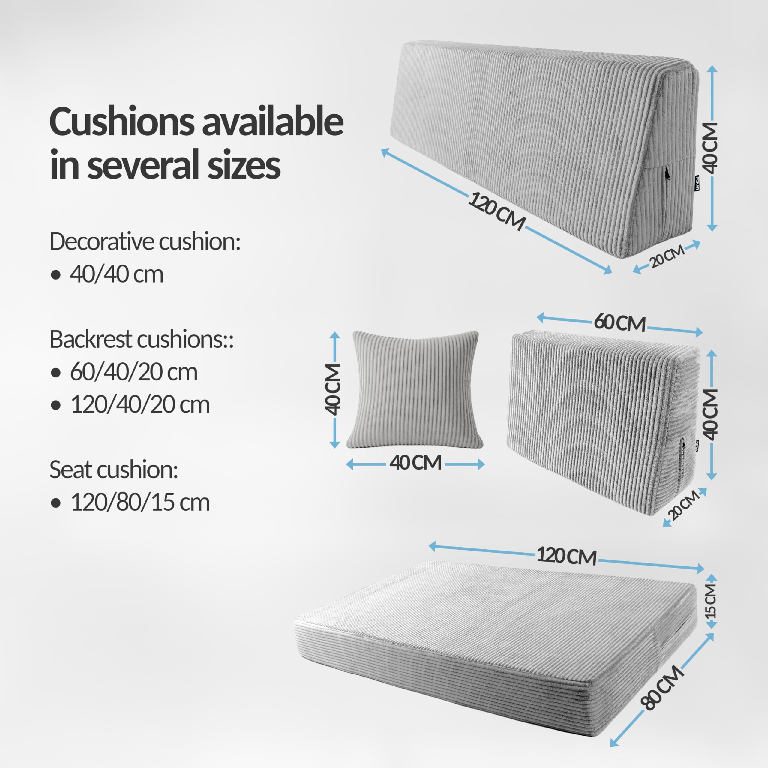 POKAR Euro Pallet Seating Set of 2: 1x seat cushion 120x80cm + 1x back cushion 120x40cm, cold foam, removable covers, Home Garden Furniture DIY, indoor outdoor pillow, without pallets, Beige — view 24