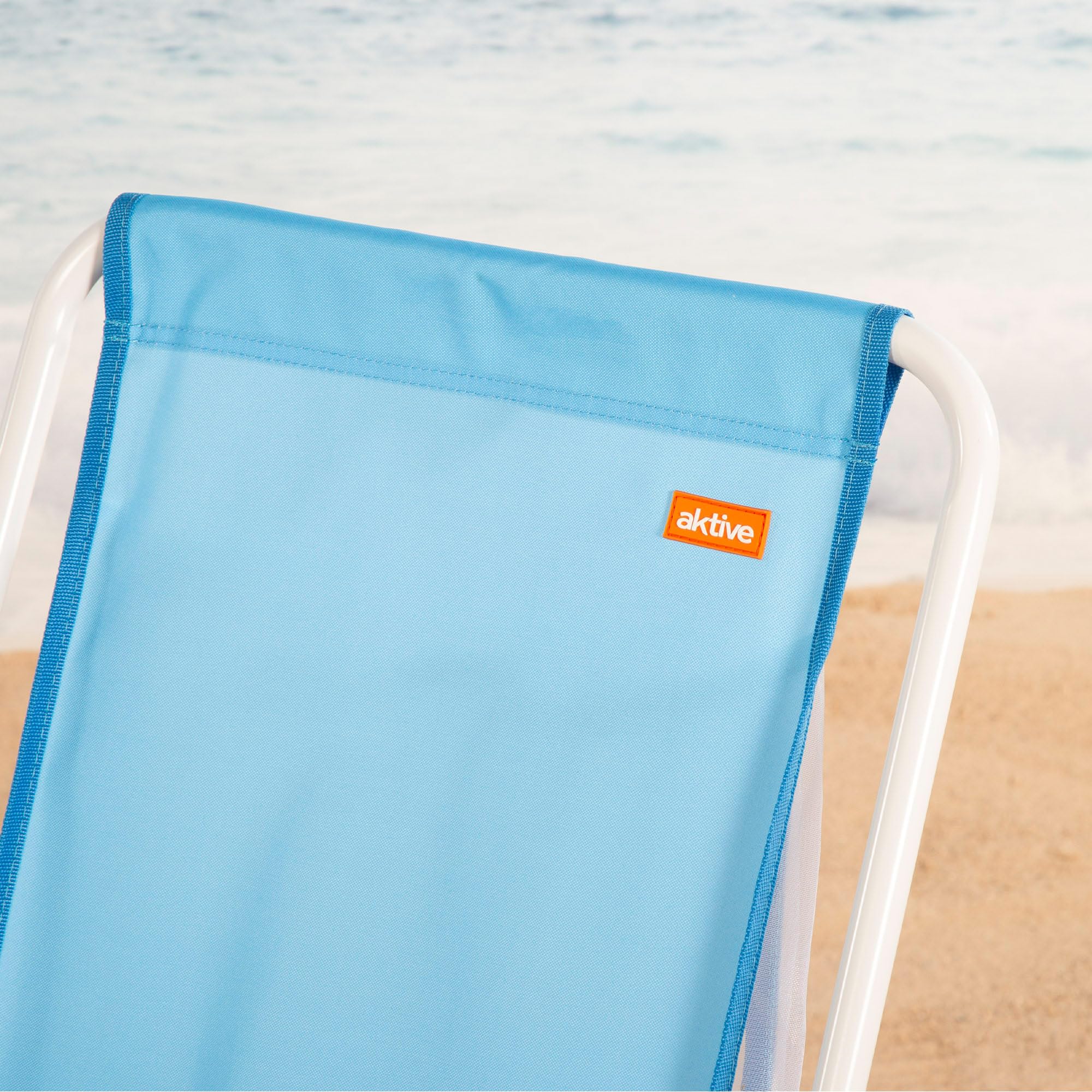 AKTIVE Silla de Playa Plegable Azul Marino, 44x40x81 cm, Diseño Tipo Mochila, con Bolsillo de Red, Estructura de Acero, Tejido poliéster, hasta 110 kg (62507)