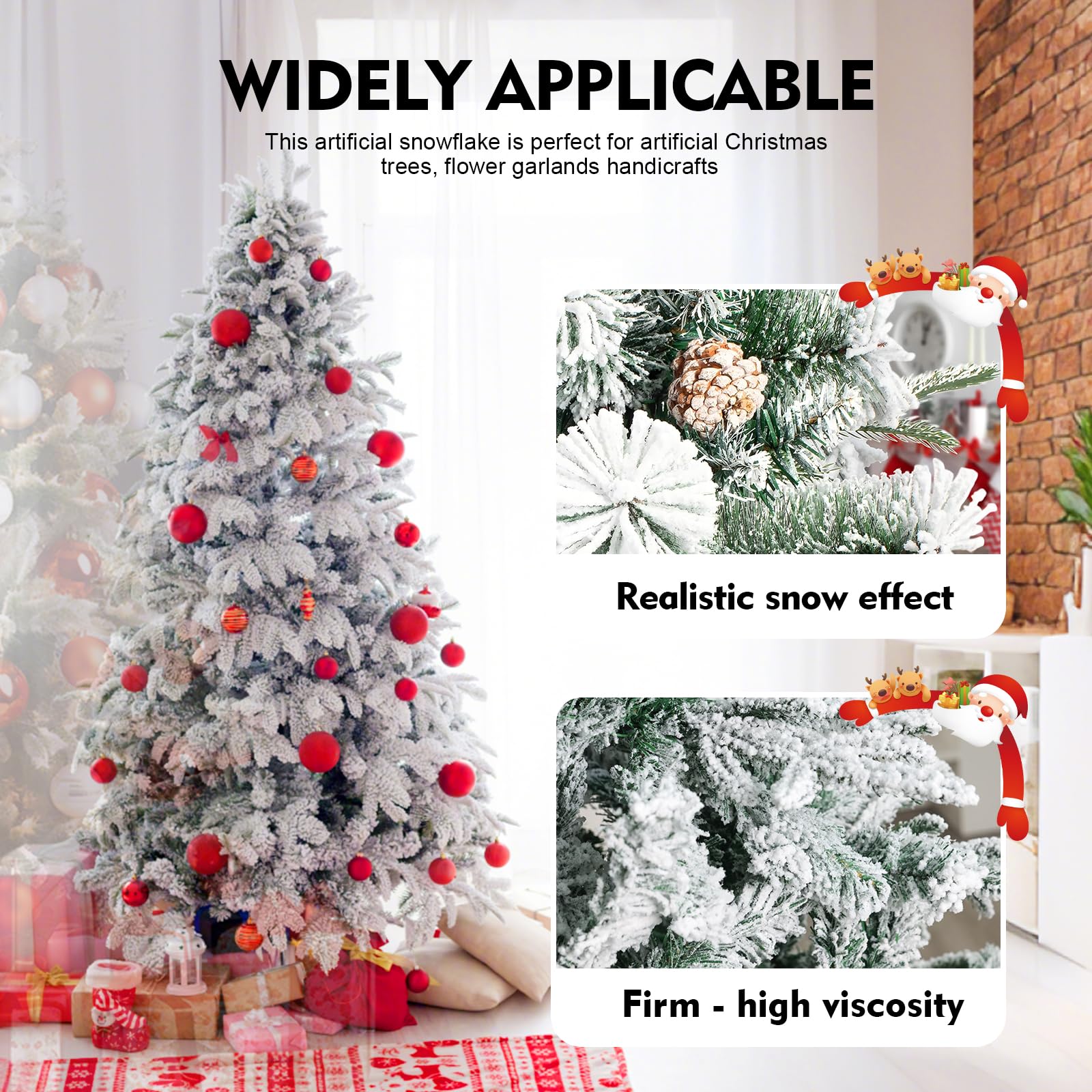 Neve Finta per Albero di Natale 907 g - Neve Finta Realistica e Soffice, Decorazione Invernale per Alberi di Natale, Corone, Composizioni Floreali e Progetti Fai da Te | Decorazione Natalizia Bianca