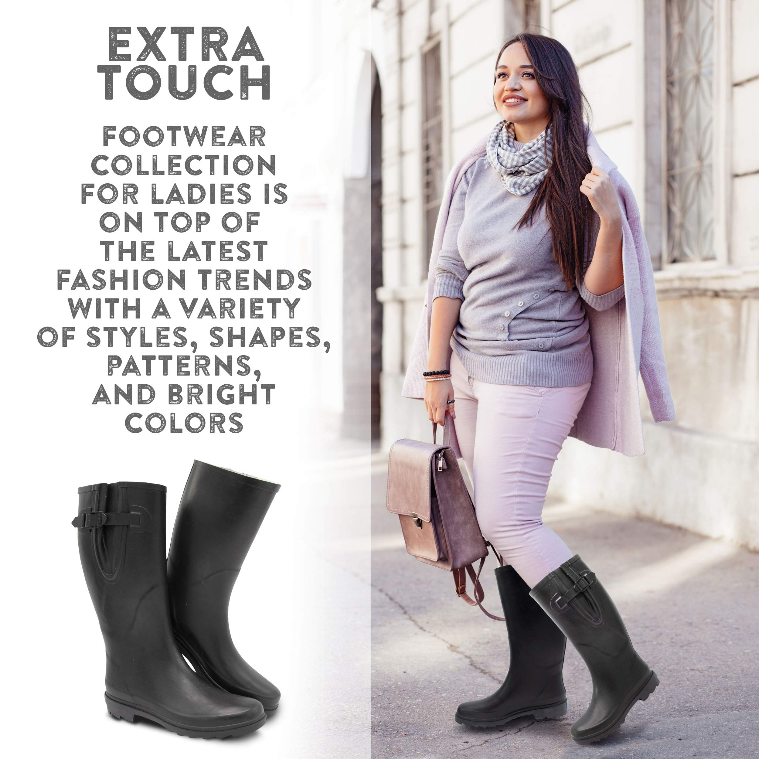 Buy EXTRA TOUCH Wide Calf Rubber Rain Boots Wide Foot and Ankle up to