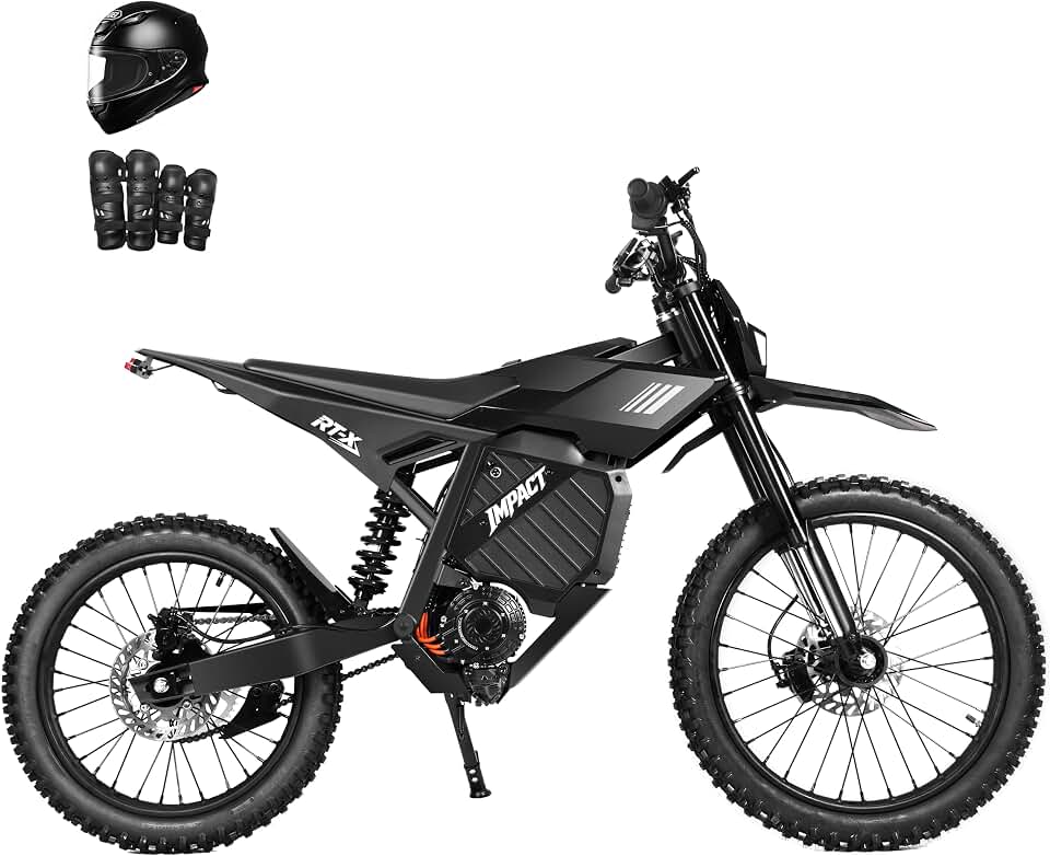 RT-X 19" 17" Electric Dirt Bike for Adults, 6500W Peak 53+MPH Mid-Drive Motor, Electric Motorcycle with 72V 30Ah 70-Mile Range Battery, Hydraulic Nitrogen Dual Shock Absorbers, Black