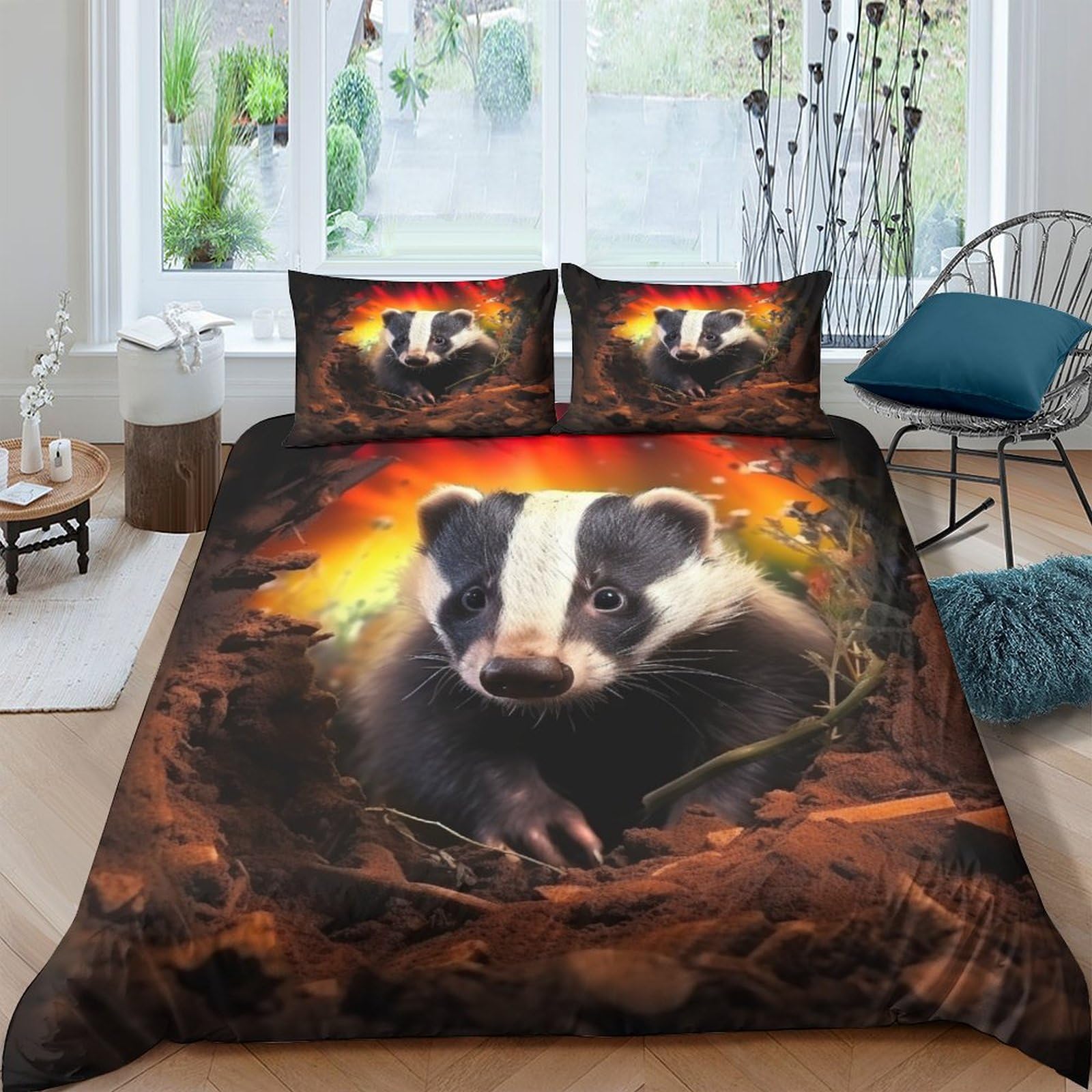 Housse de couette blaireau pour la décoration d'une chambre d'enfant ou d'ado