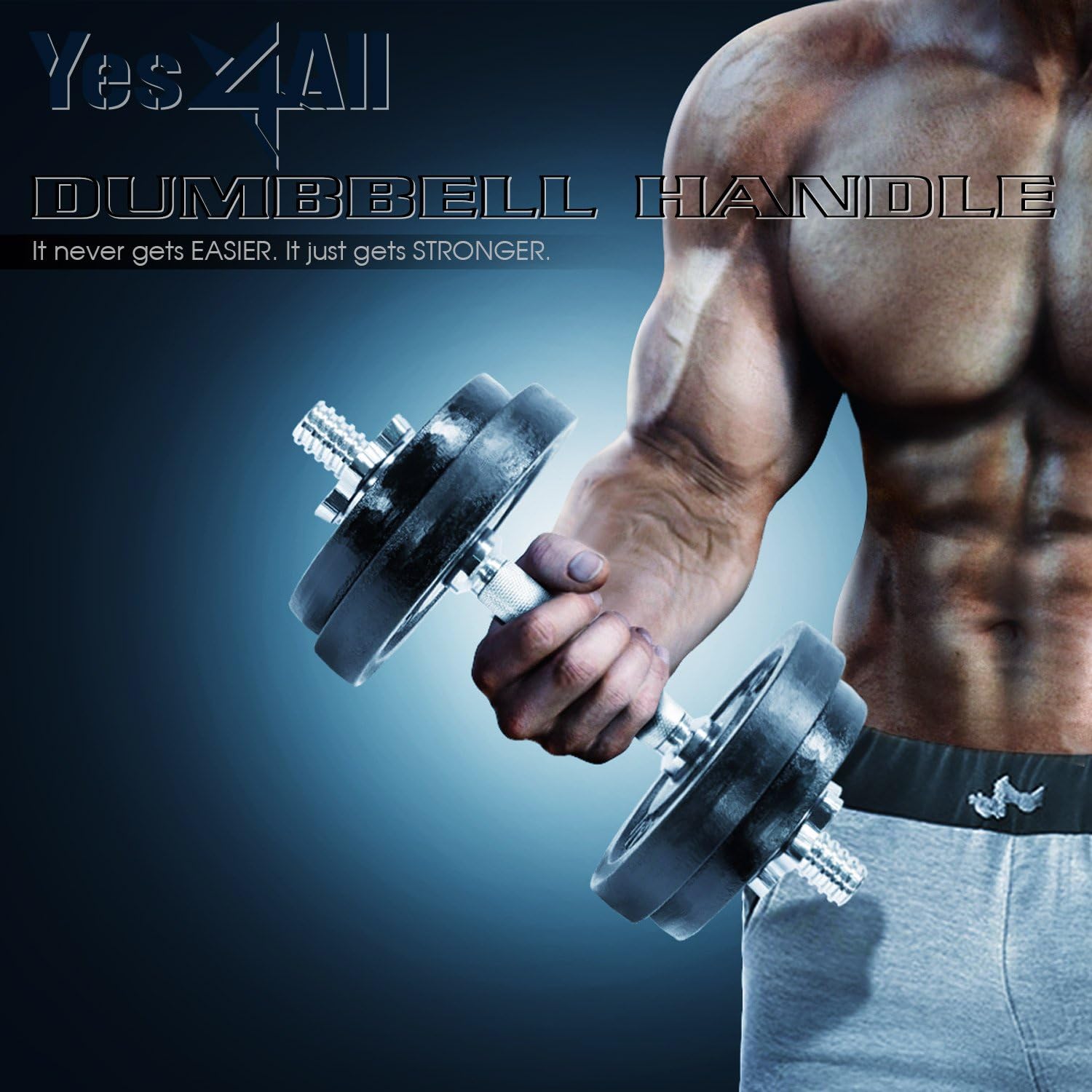 Yes4All Adjustable Dumbbell Handle for 1" Cast Iron Weight Plates with Collars Loadable Dumbbells (Pairs & Single)