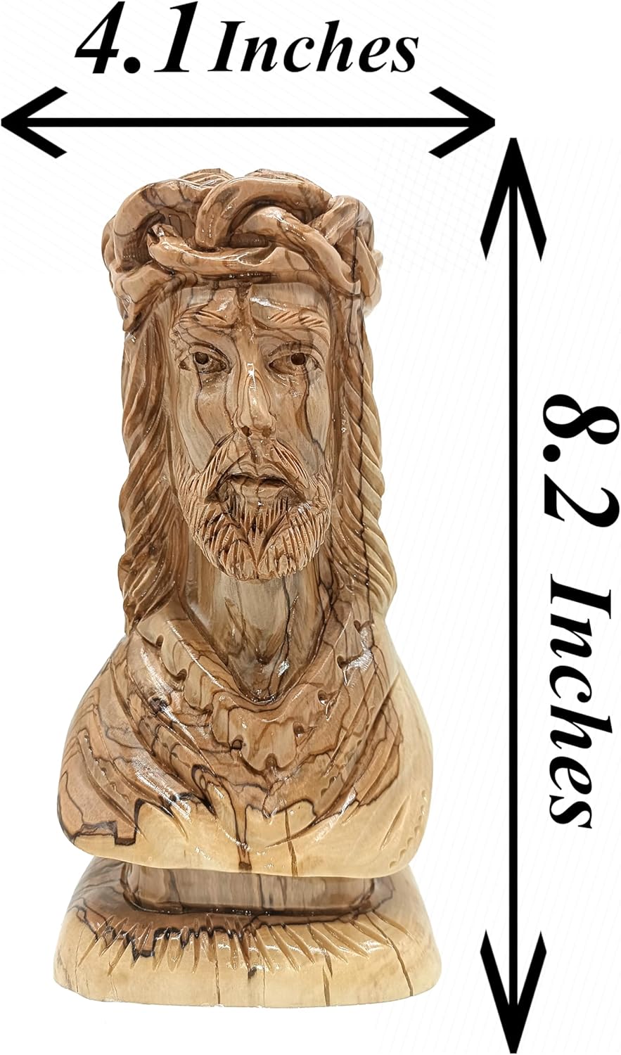 Zuluf Jesus Christ Bust 8.2" - Hand Carved Olive Wood Sculpture Bethlehem Catholic Christian Religious Art Home Decor FIG039
