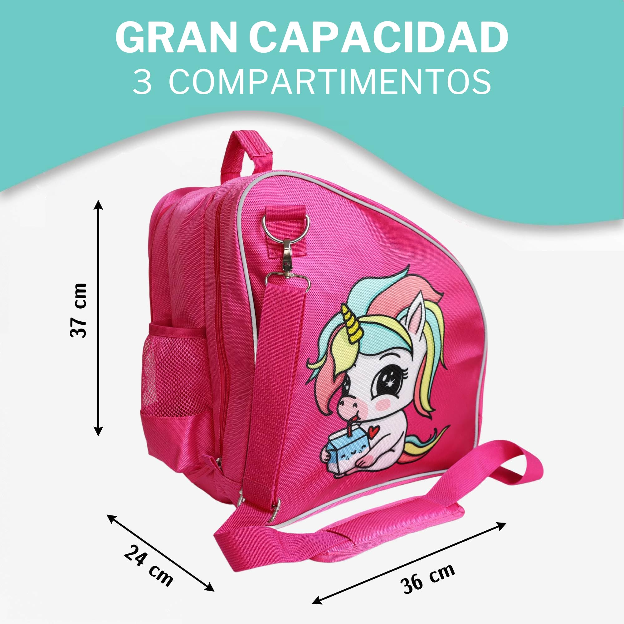 Bolsa para Patines Niña Mochila 4 Ruedas y en Línea Ajustable Transpirable Reflectante