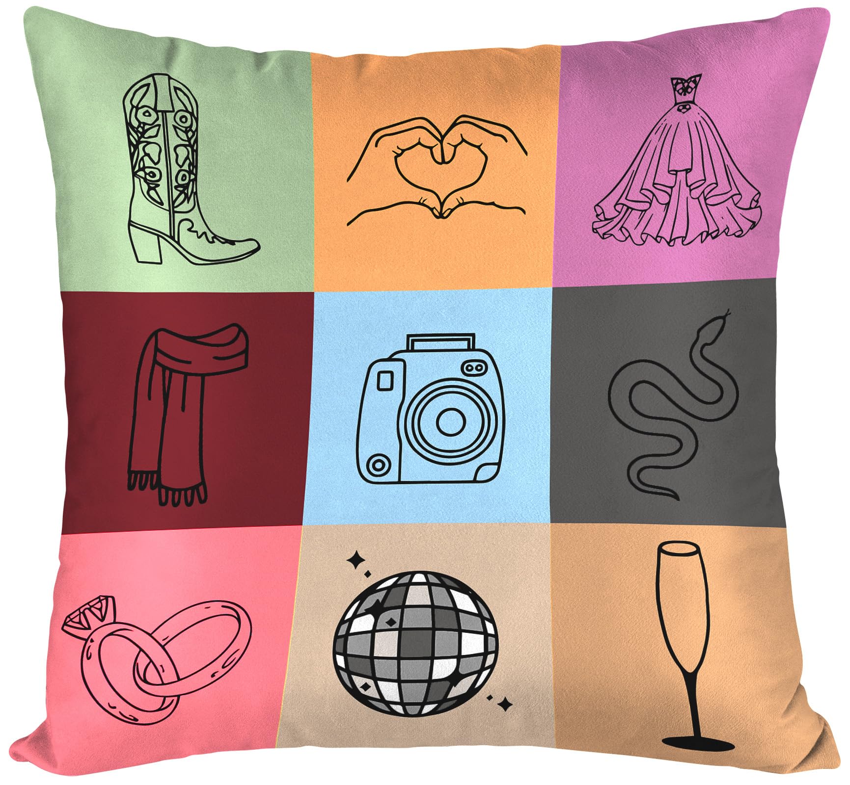 Pillow Cover Case Gifts Ideas for Women Girls Friends Music Fan Merch Merchandise Cute Throw Pillowcase 18 X 18 inch (Color Blocks)