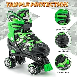 Adjustable Roller Skates for Boy & Youth, Kids Roller Skates with All Light up Wheels for Indoor Outdoor Sports
