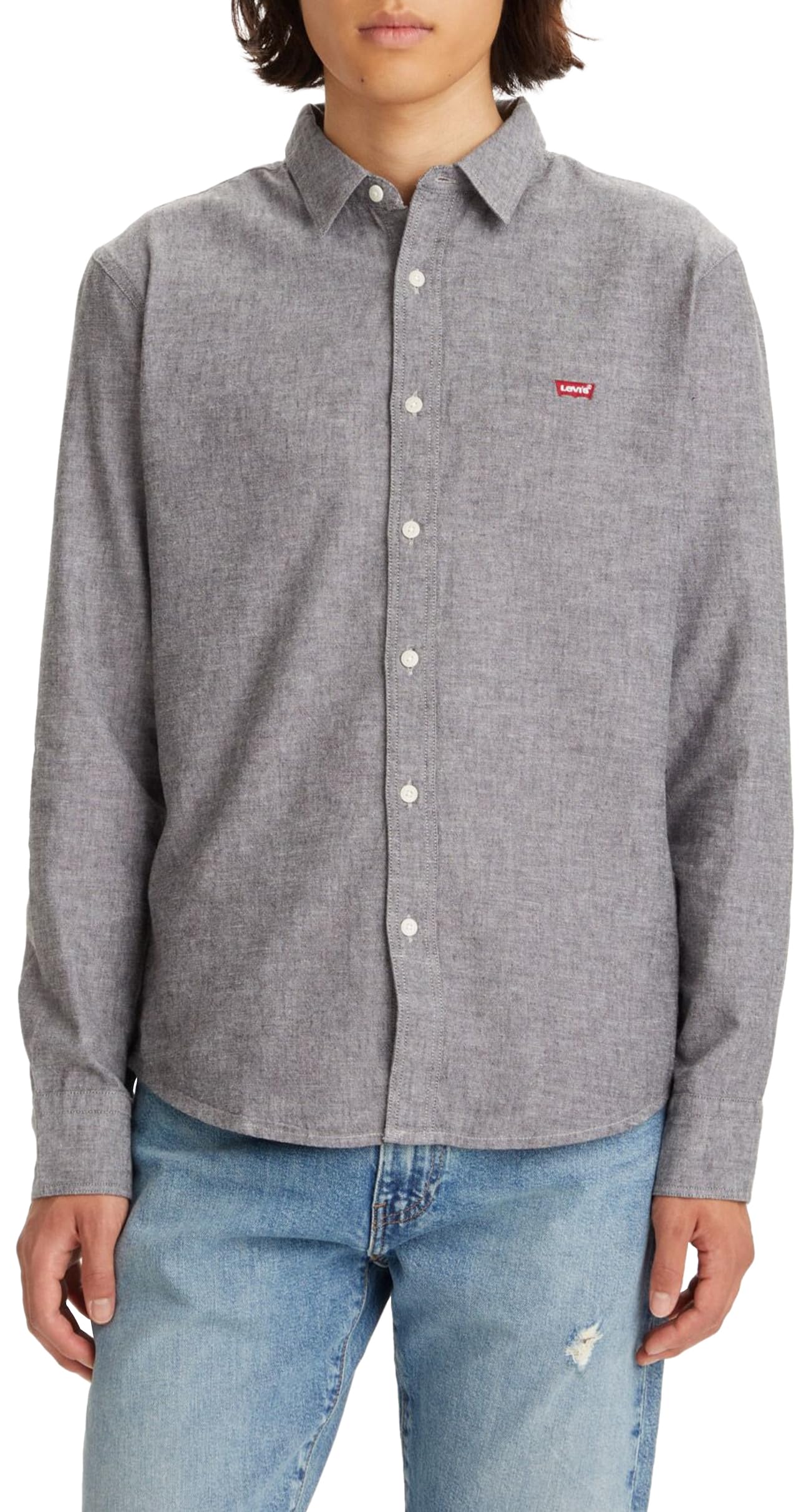 Levi's Men's Long-Sleeved Battery Housemark Slim Shirt, Black Agate, XXL